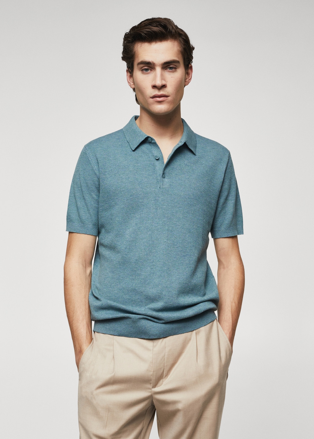 Knit cotton polo shirt - Medium plane