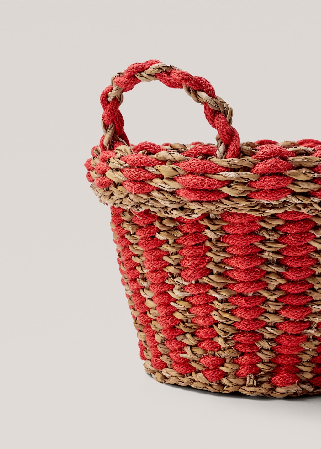 Cattail and jute combined basket 30x24cm - Details of the article 1