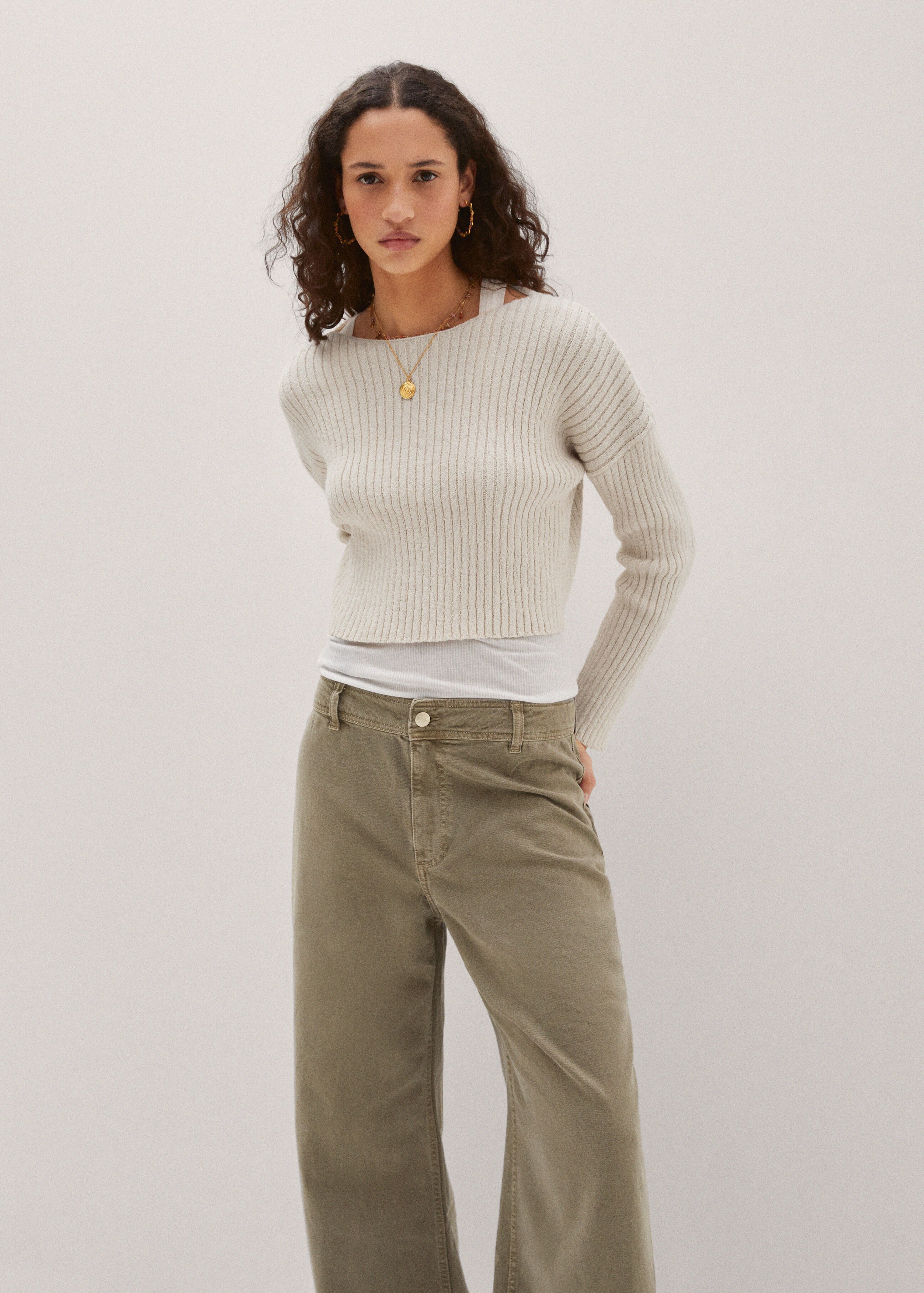 Boat neck ribbed sweater - Medium plane