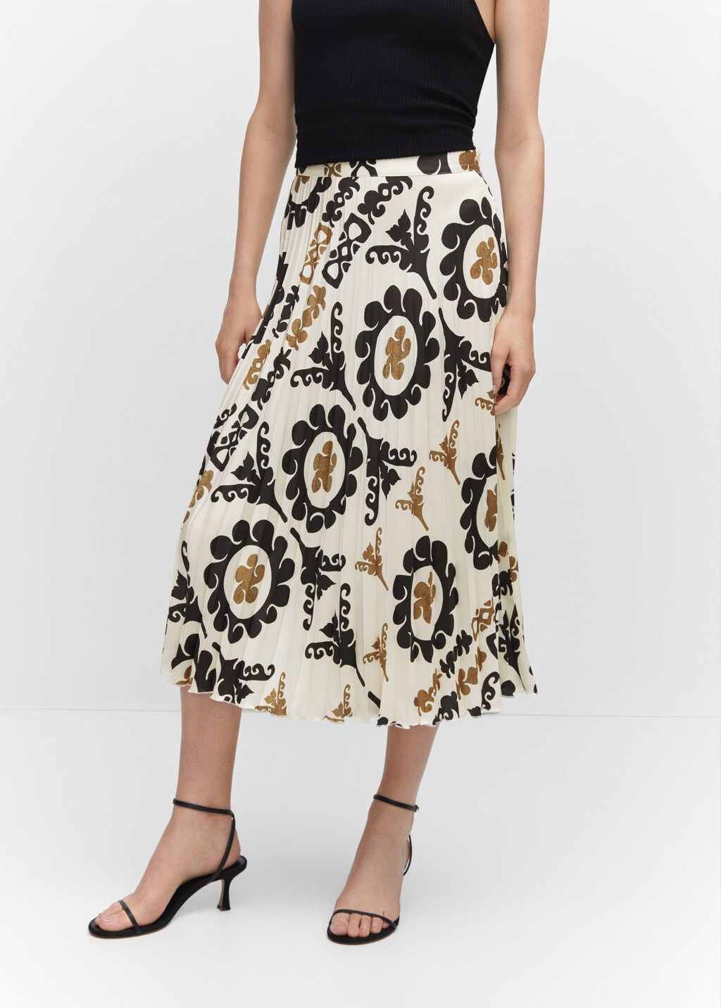 Printed pleated skirt - Woman | MANGO OUTLET USA