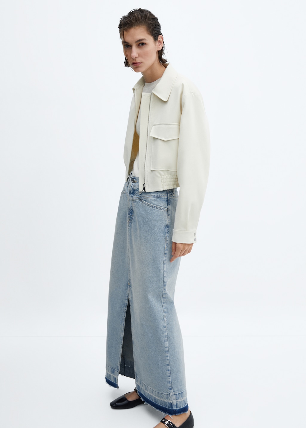 Long denim skirt - Details of the article 1