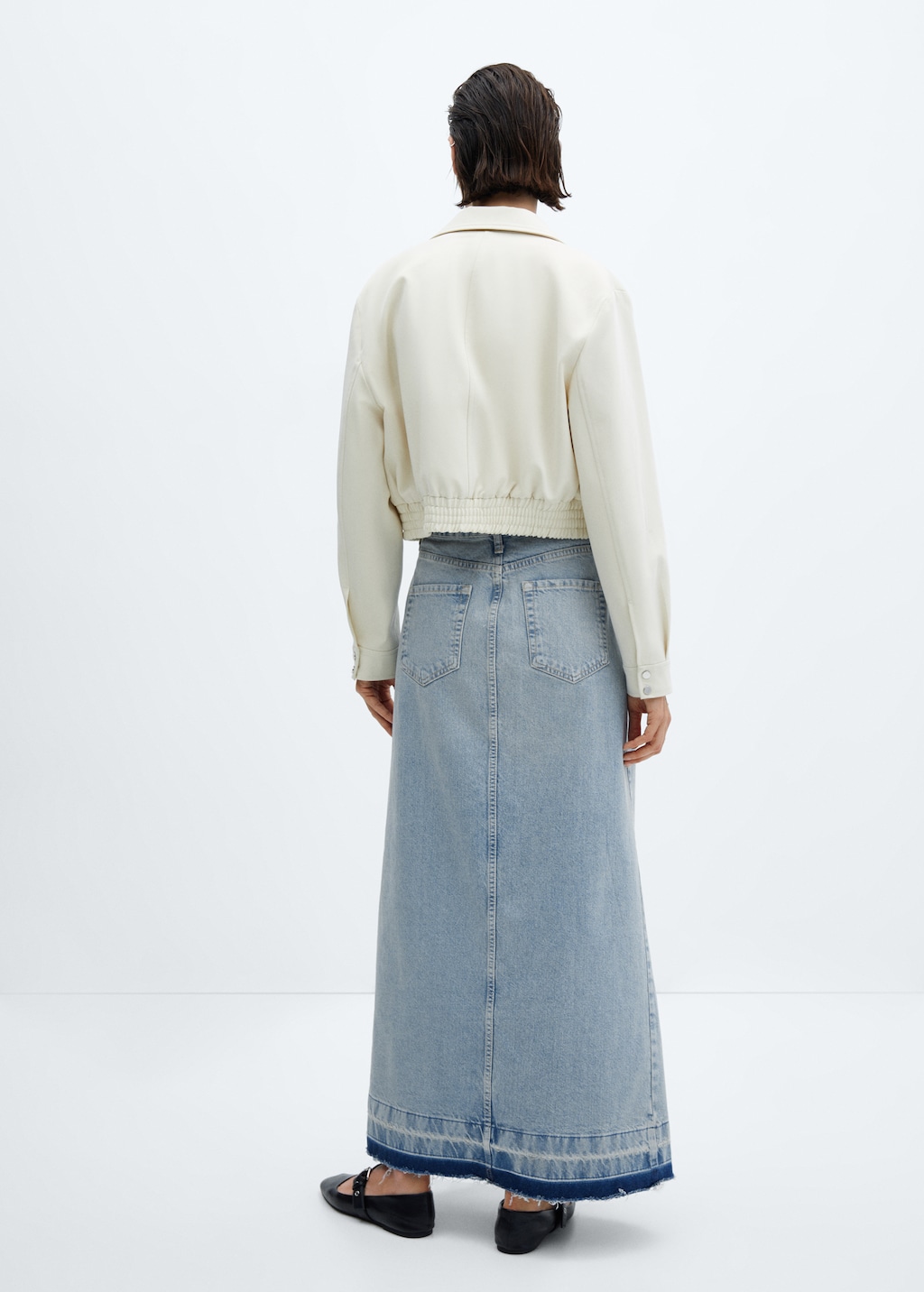 Long denim skirt - Reverse of the article