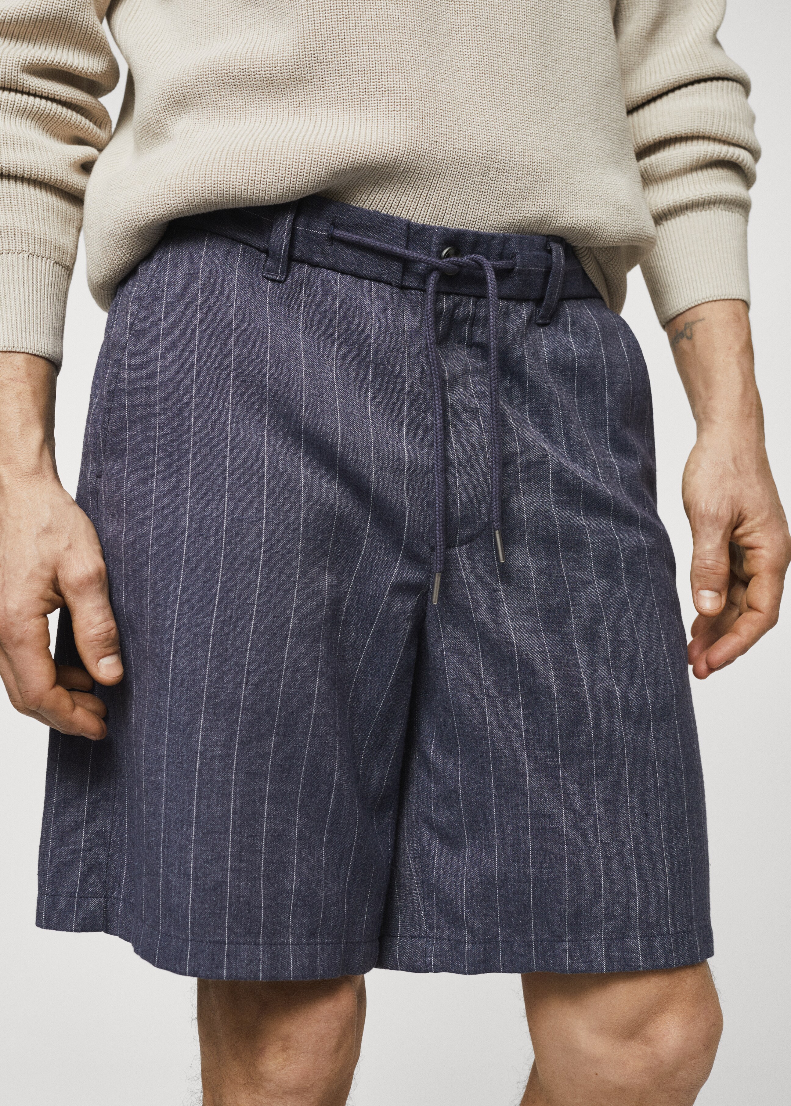 Regular-fit pinstripe bermuda shorts - Details of the article 1