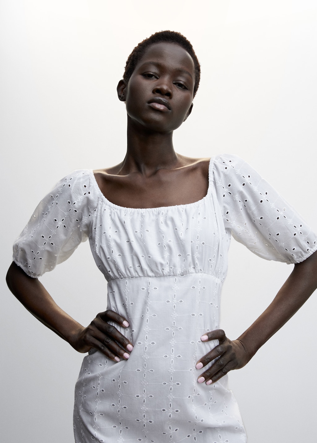 Broderie anglaise dress - Woman | MANGO OUTLET USA