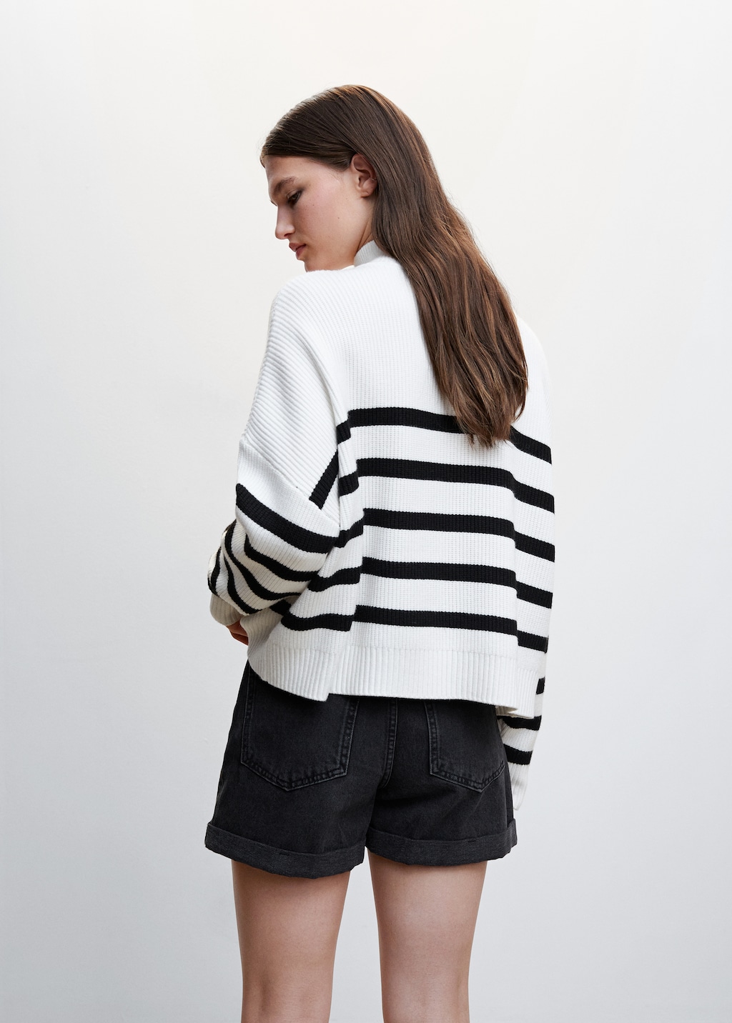 Striped sweater with zip - Reverse of the article