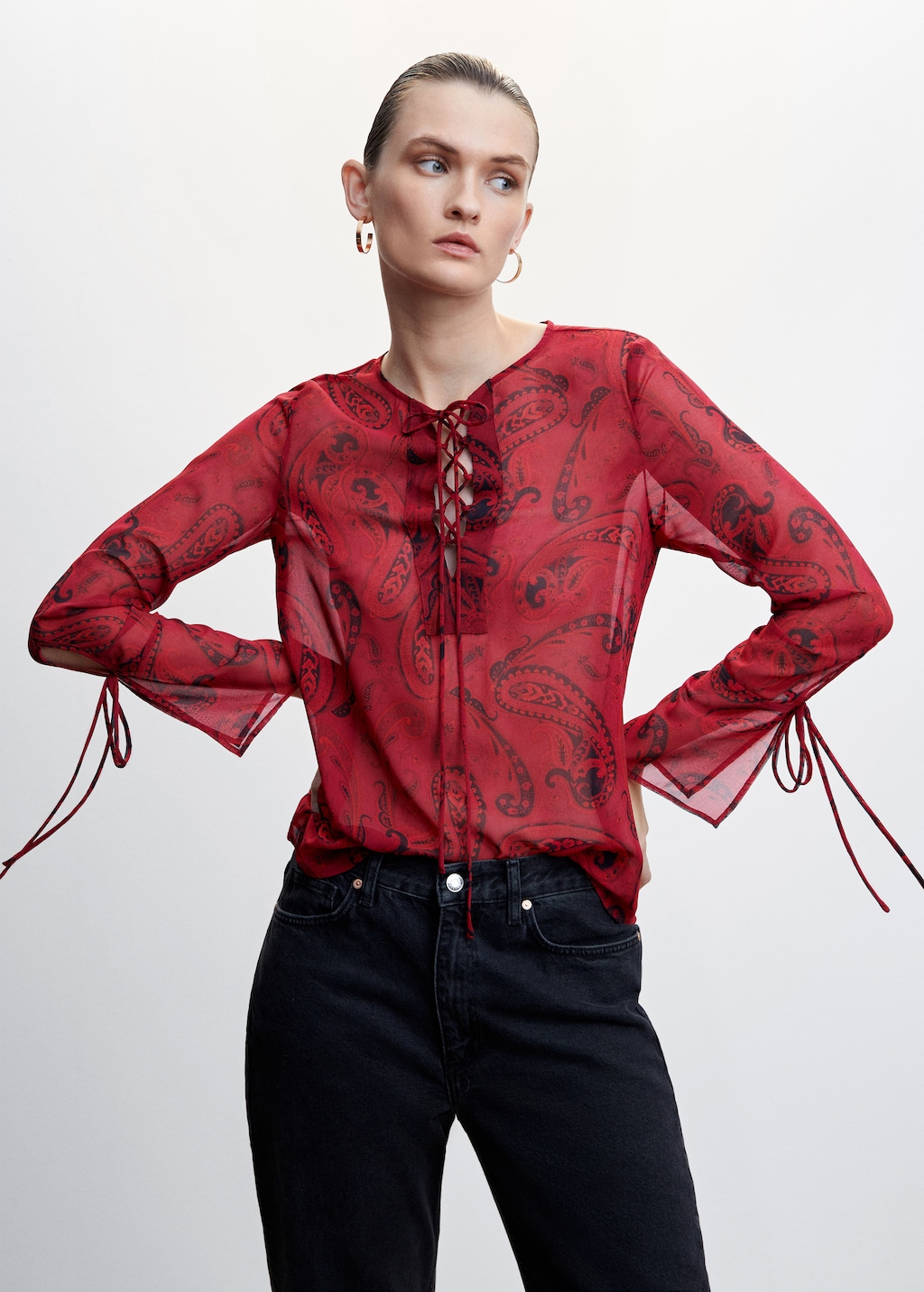 Paisley blouse with bow - Medium plane