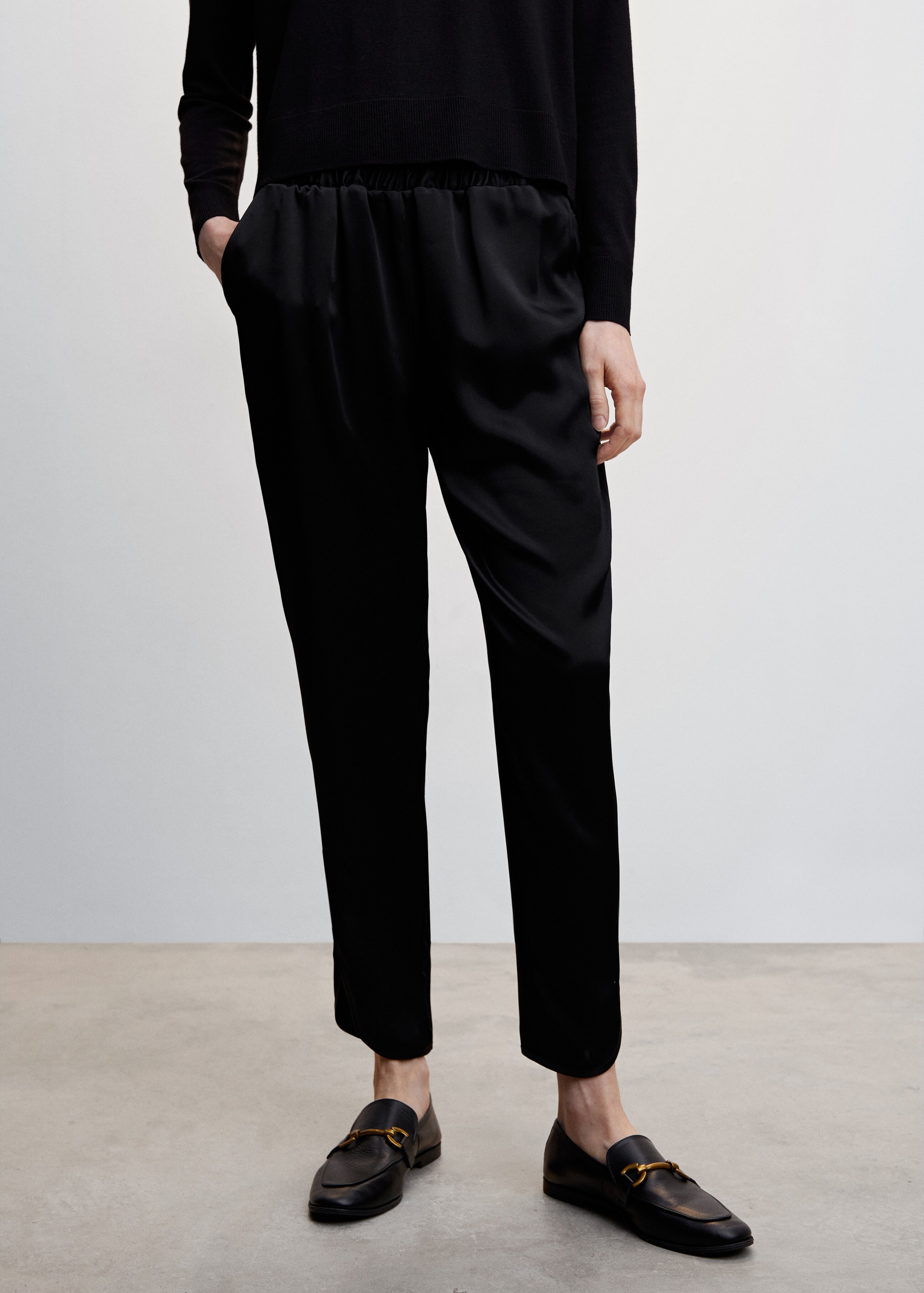 Satin trousers with elastic waist - Medium plane