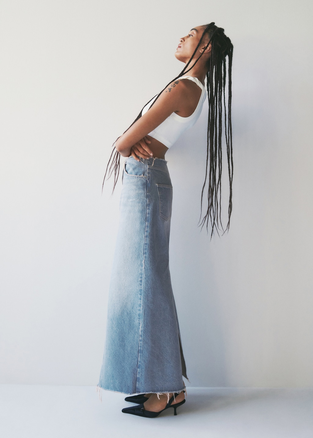 Denim long skirt com best sale