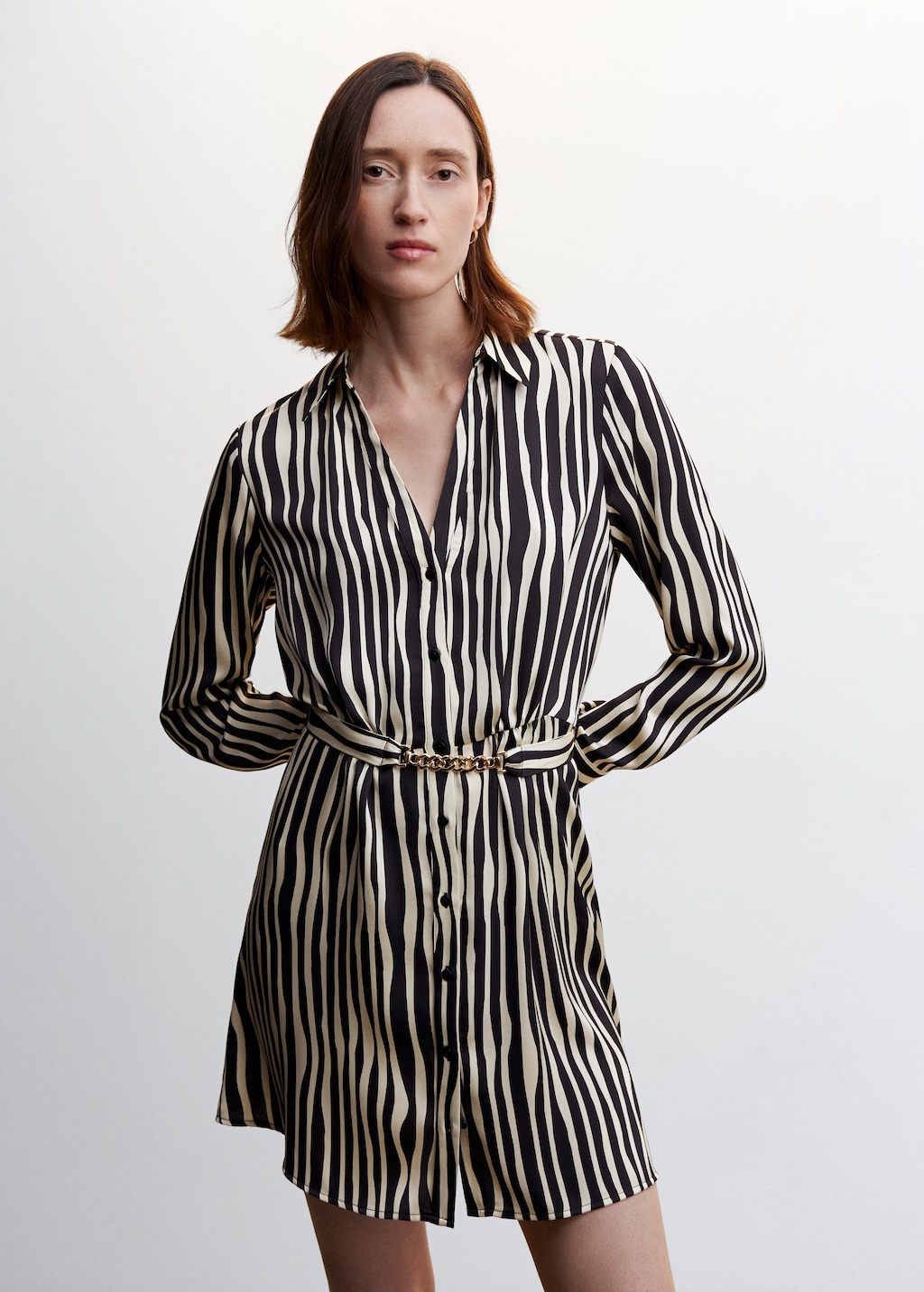 Belted striped shirt dress - Medium plane