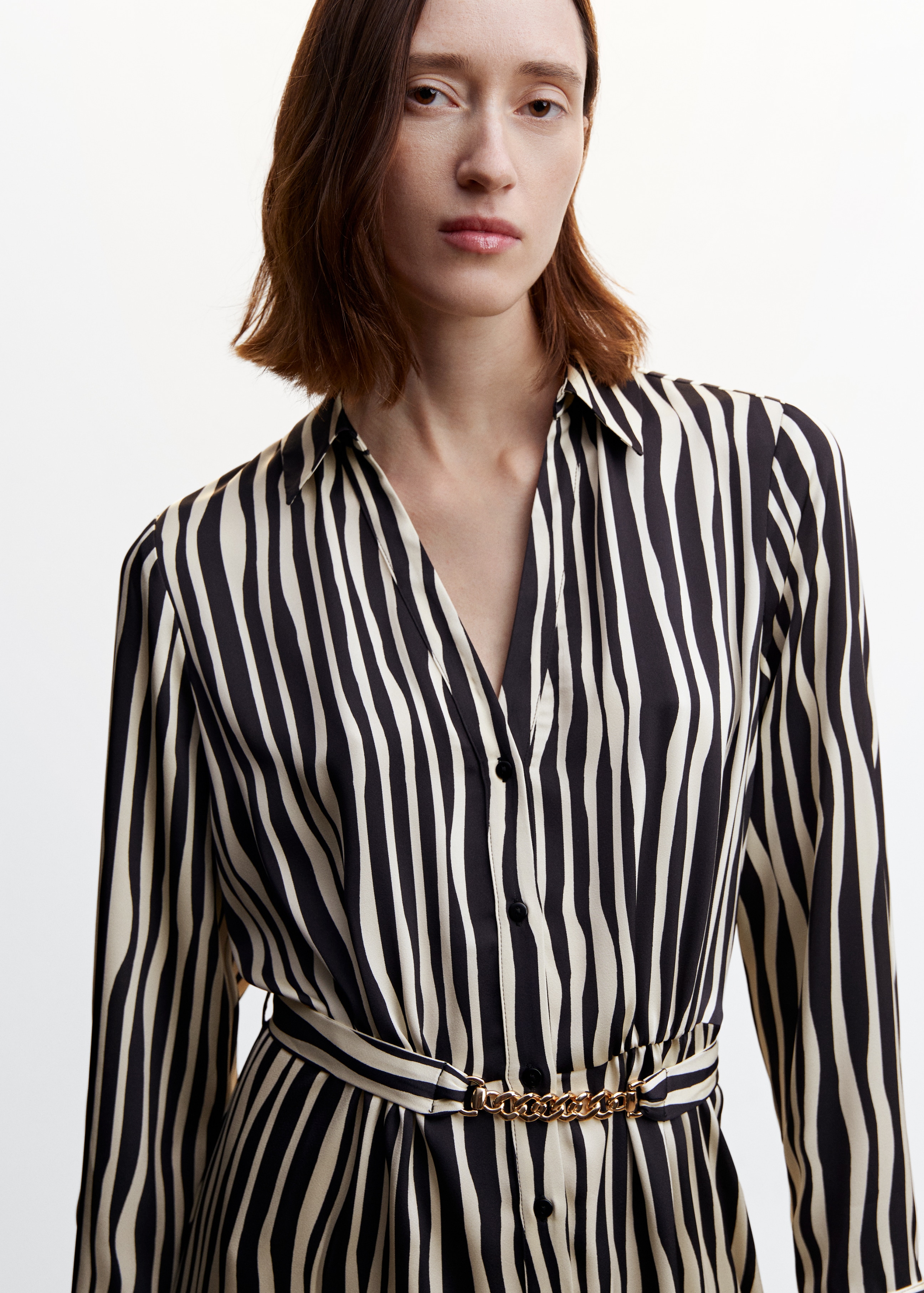 Belted striped shirt dress - Details of the article 1