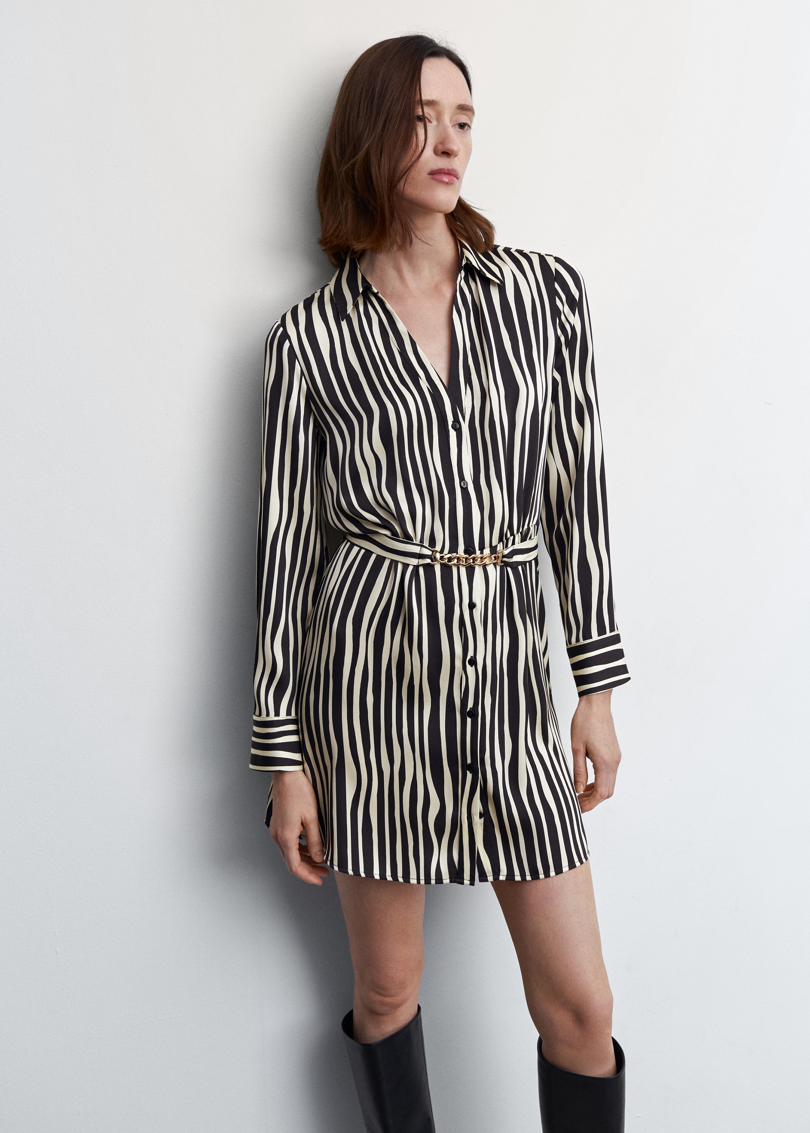 Belted striped shirt dress - Details of the article 2