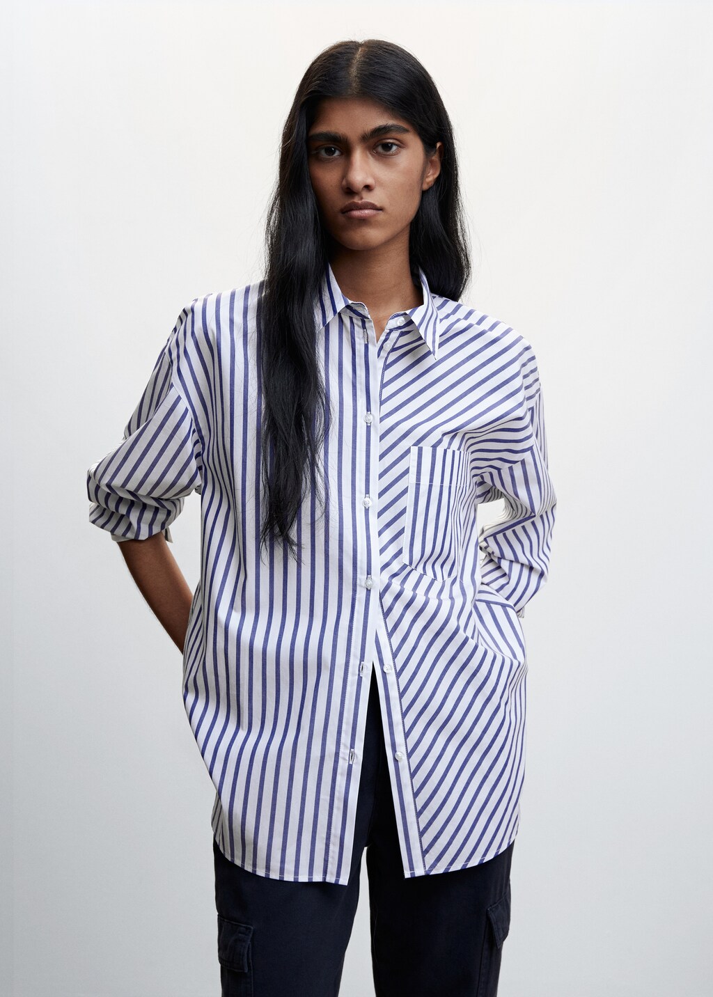 Striped cotton oversized shirt - Medium plane