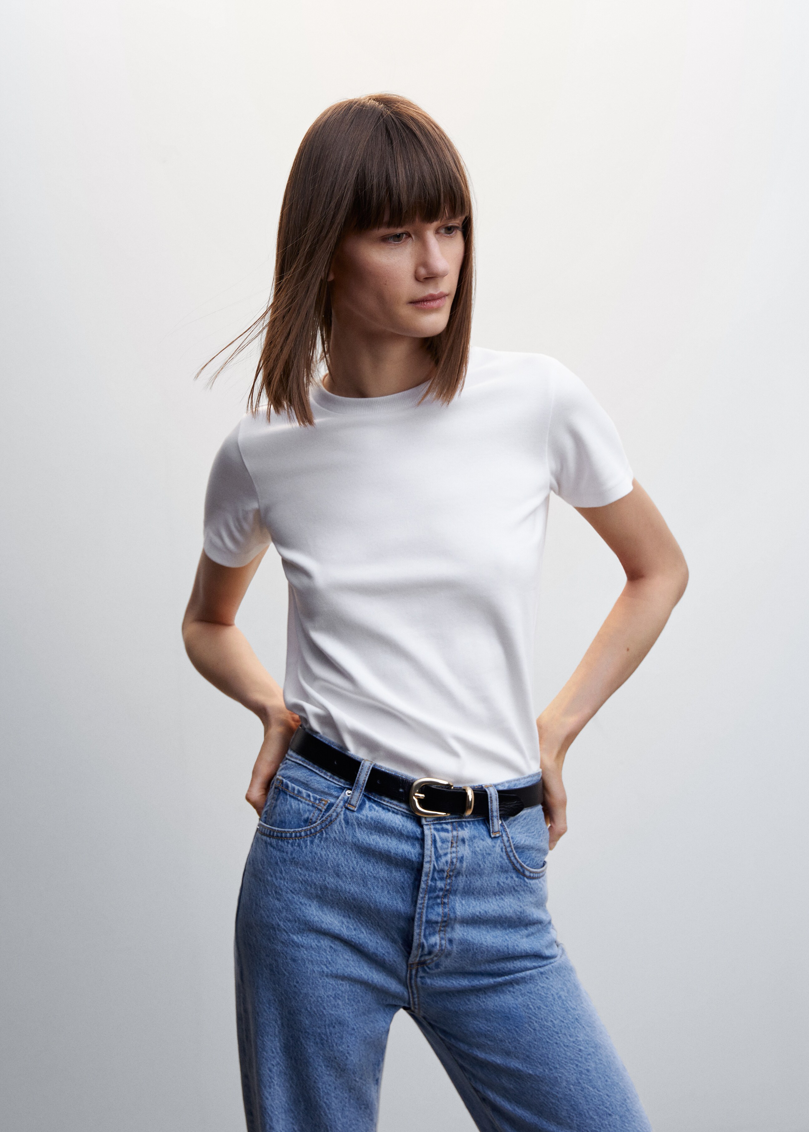Camiseta algodón cuello redondo - Plano medio