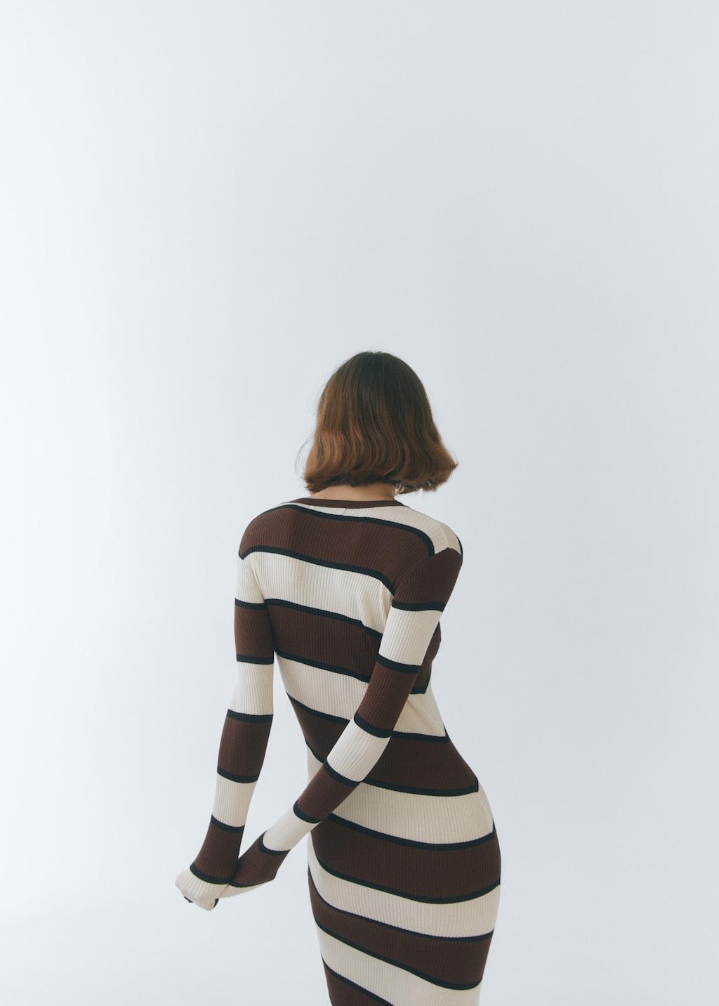 Striped ribbed knit dress