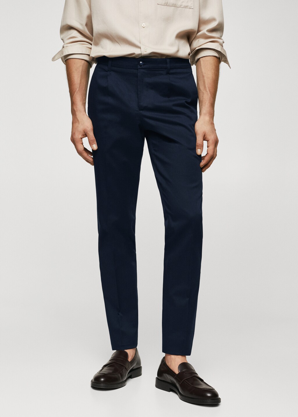 Slim-fit cotton trousers - Medium plane