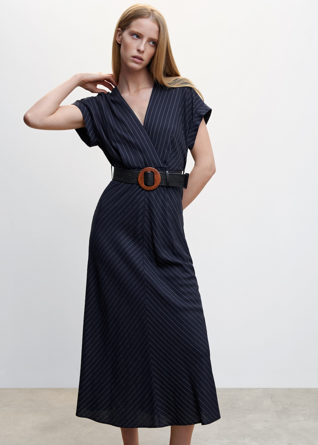 Pinstripe print dress - Woman | MANGO OUTLET USA