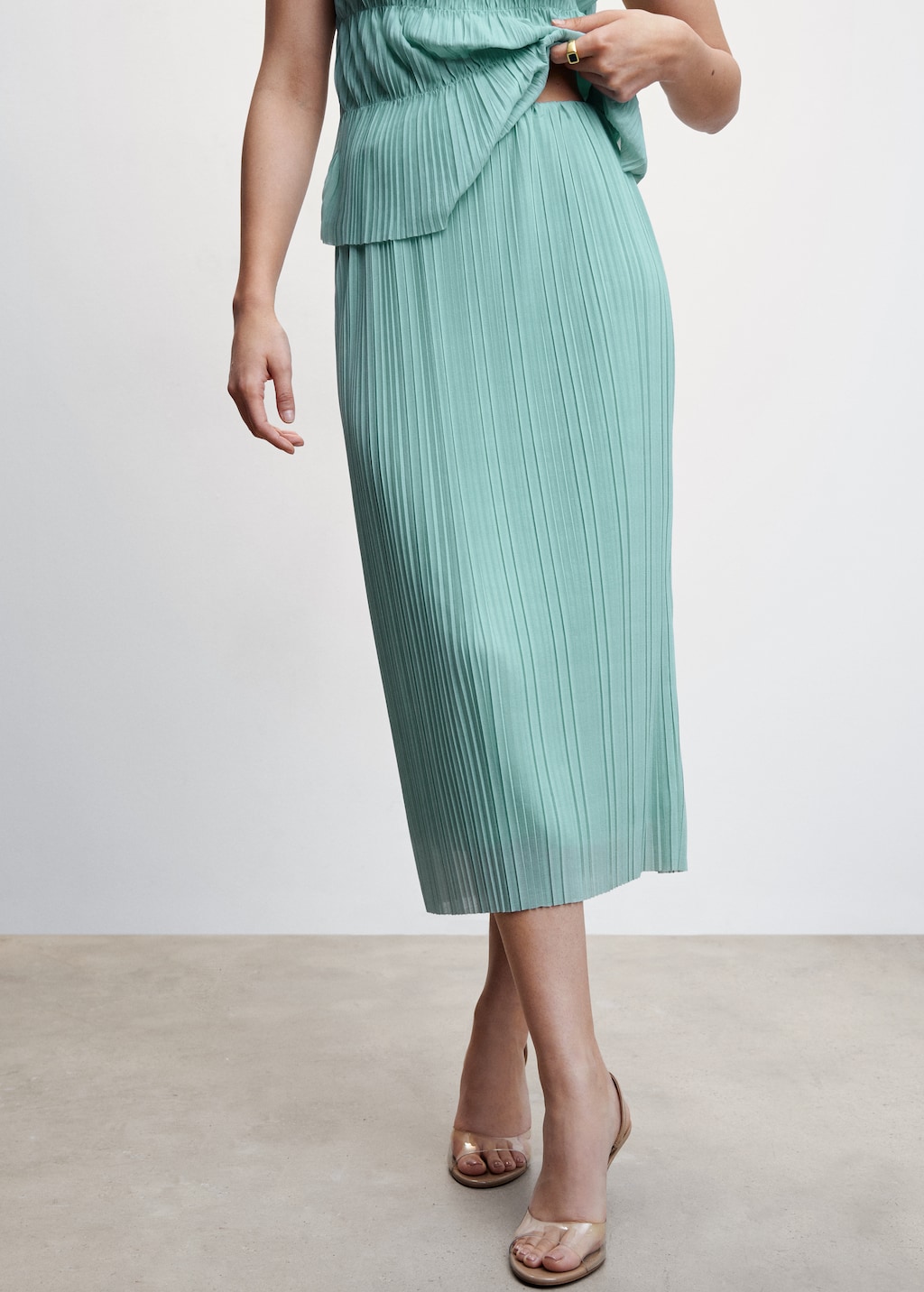 Pleated midi skirt - Medium plane