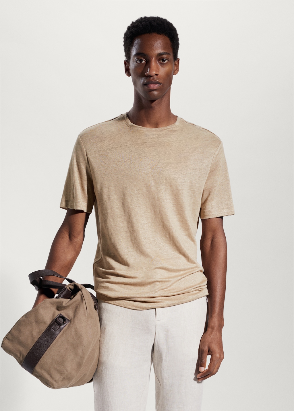 100% linen slim-fit t-shirt - Medium plane