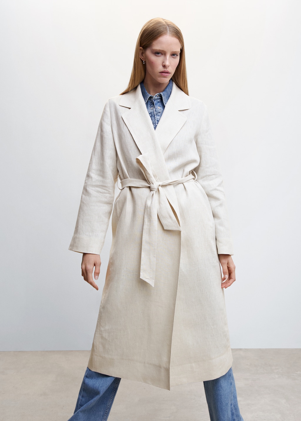 100% linen trench coat lapels - Medium plane