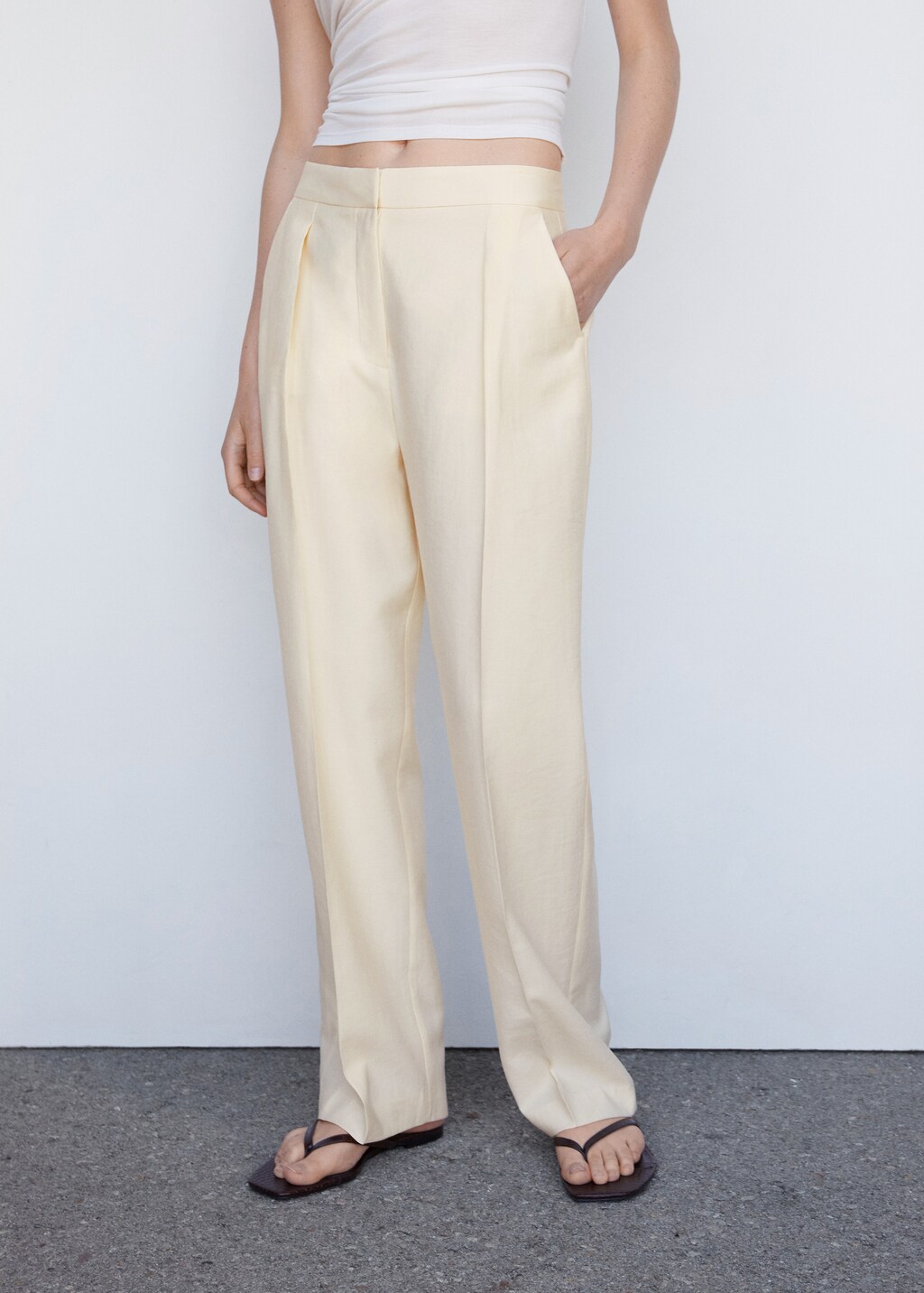 Pleated straight trousers - Medium plane