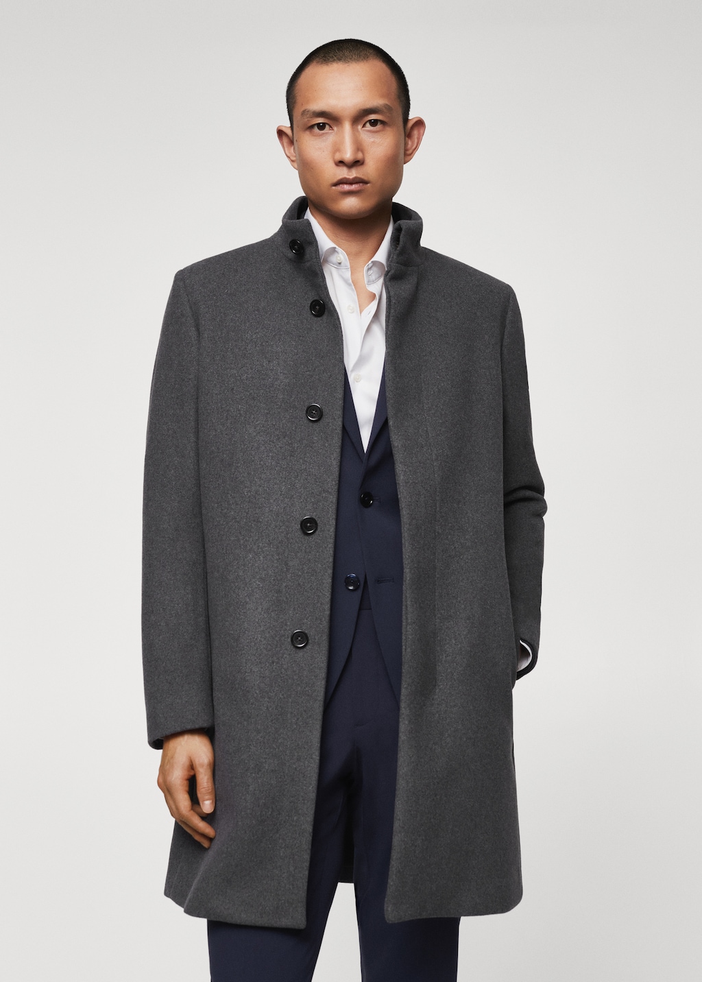 Wool funnel neck coat - Medium plane