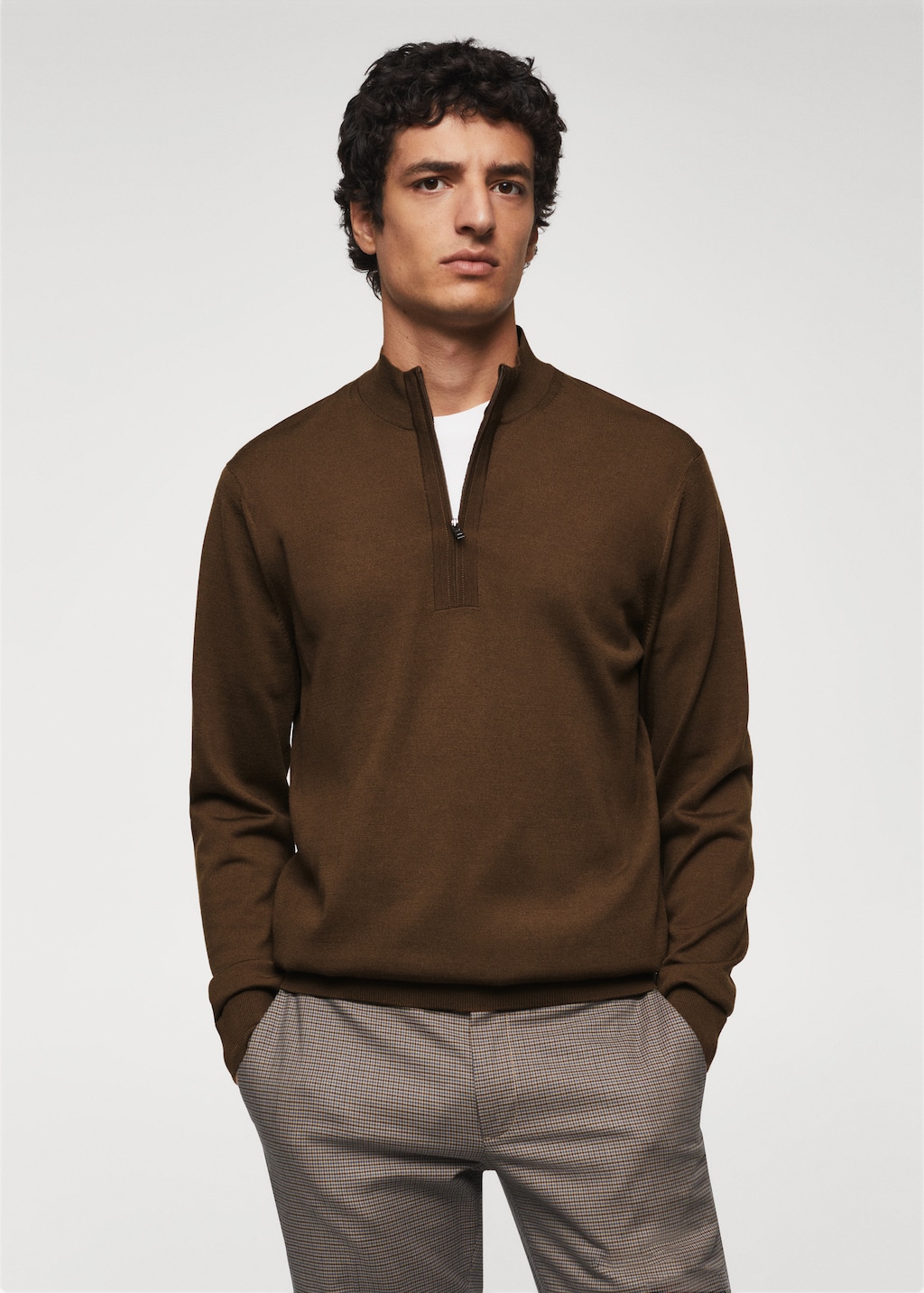 Wool zip neck jumper - Man | MANGO OUTLET Greece