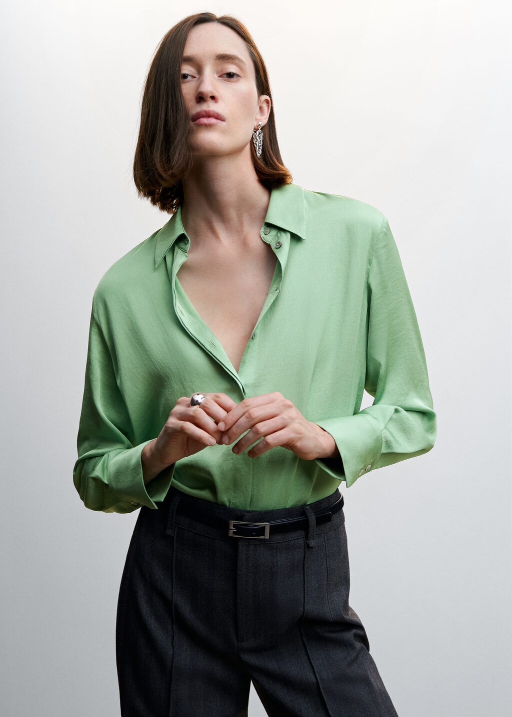 Mango camisa verde online mujer