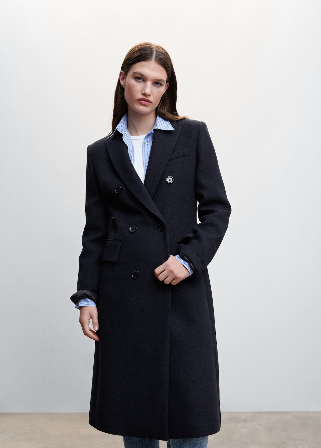 Mango long shop black coat