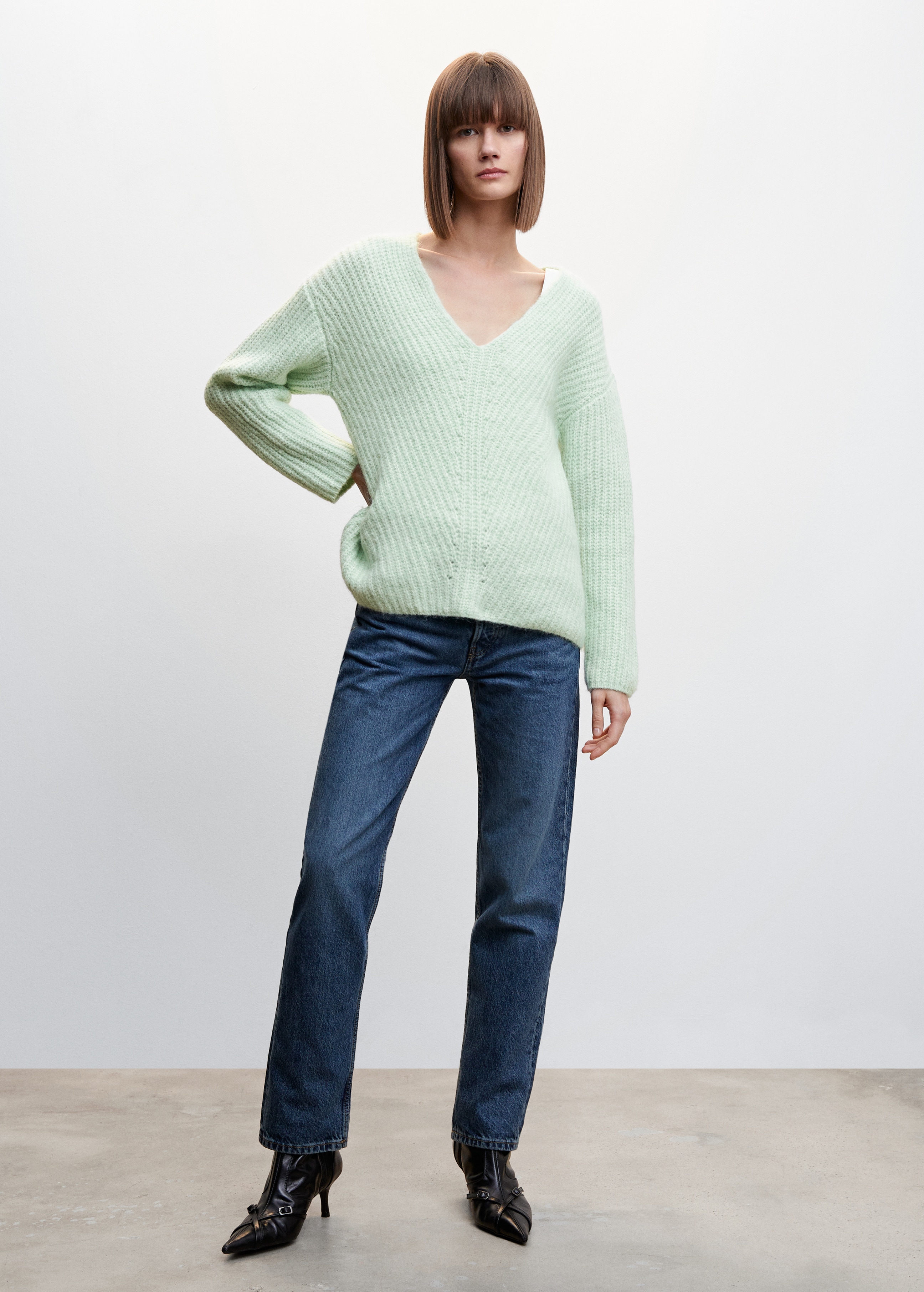 V-neck knit sweater