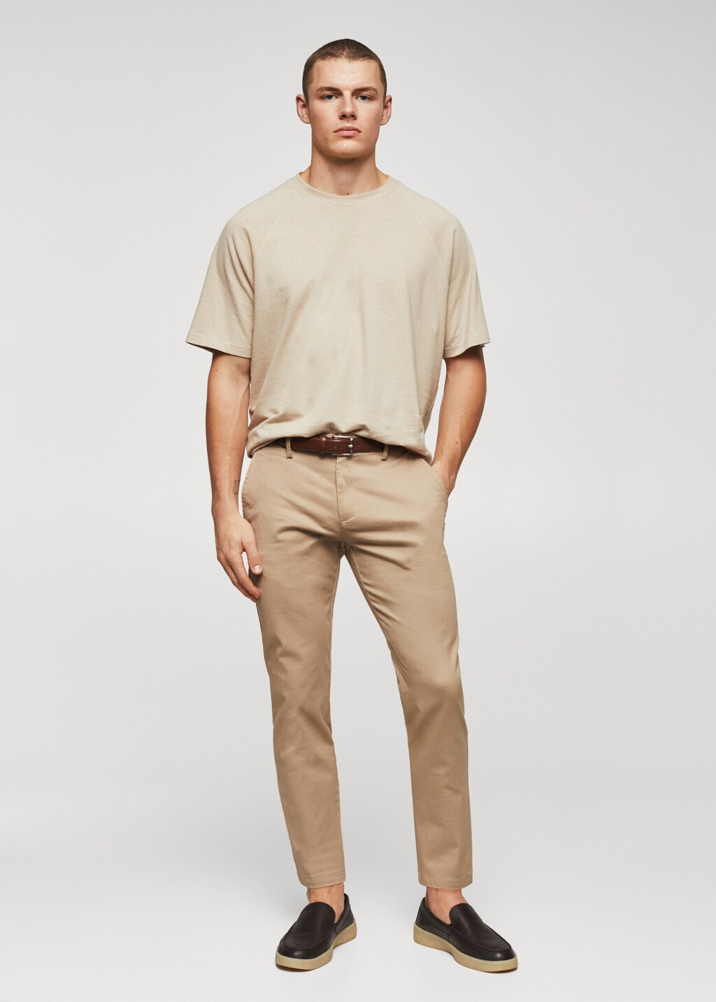 Cotton tapered crop pants - General plane