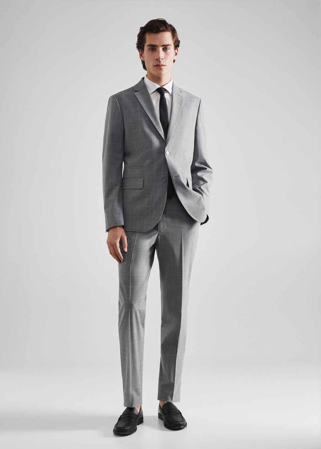 Check slim-fit wool suit blazer - General plane