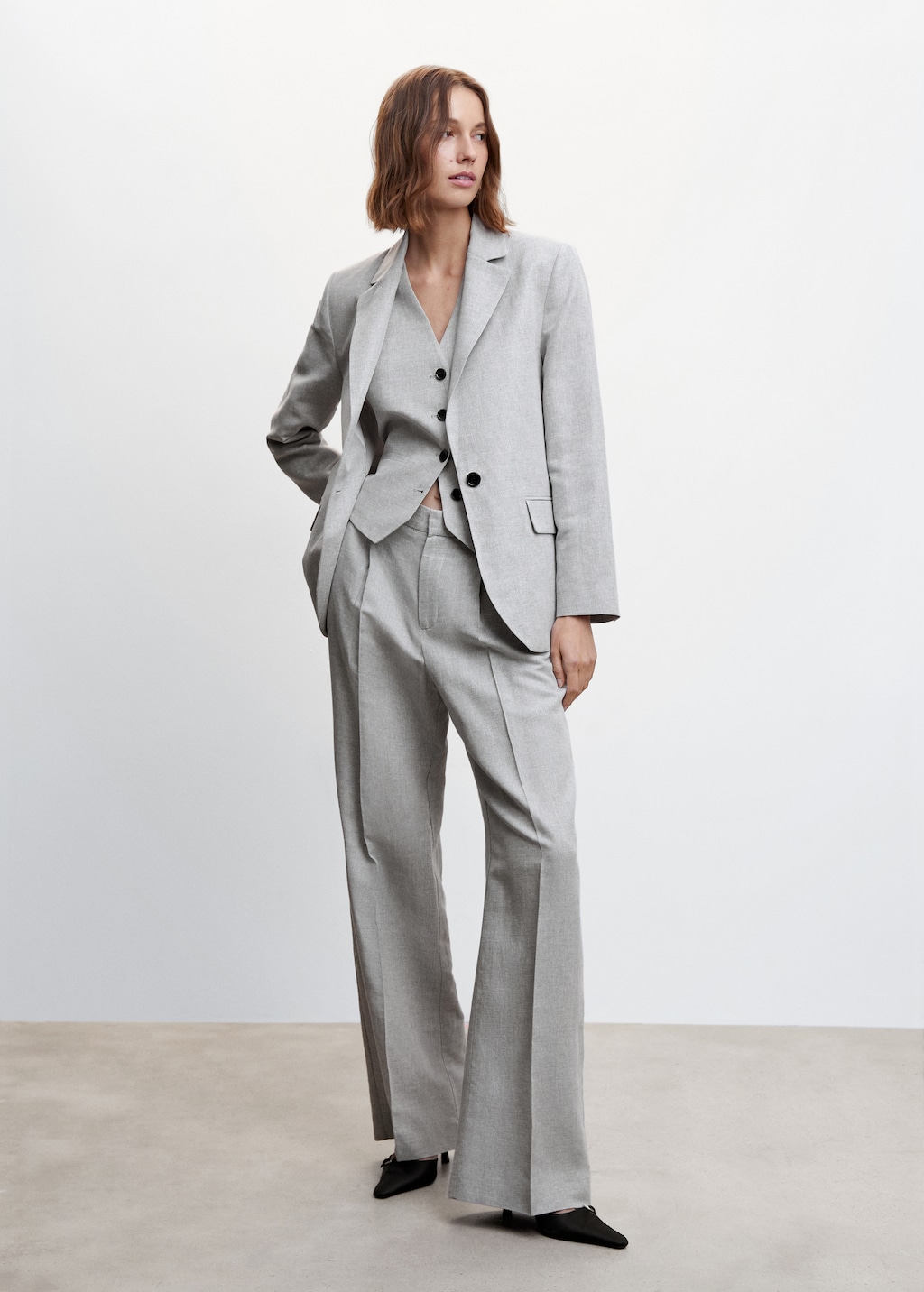 Herringbone linen suit pants