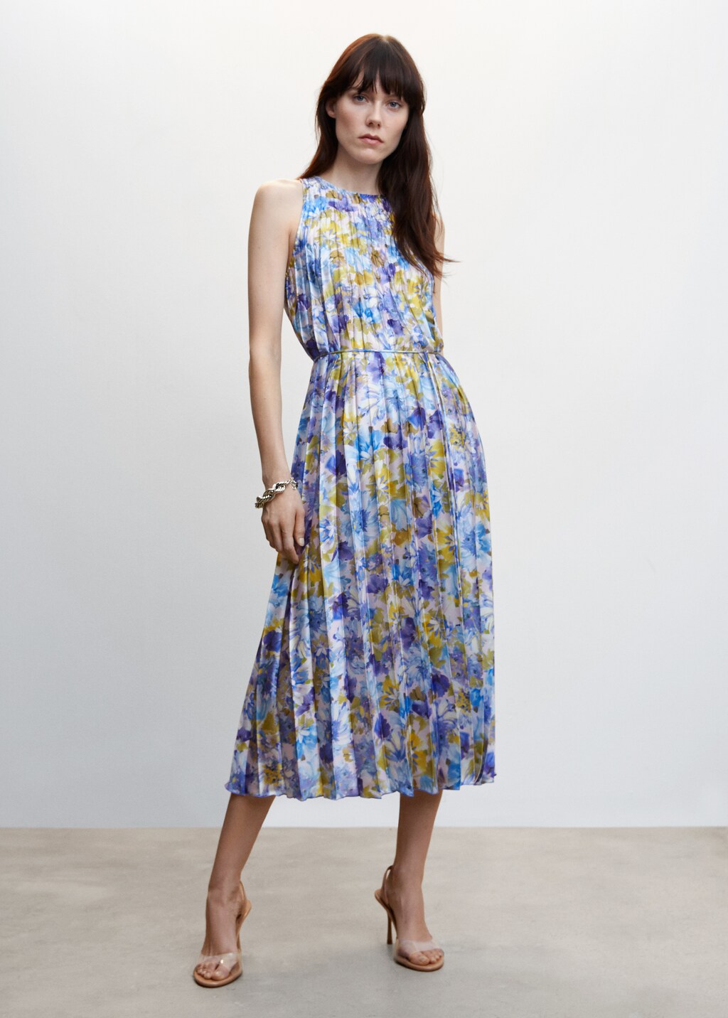 Printed pleated dress