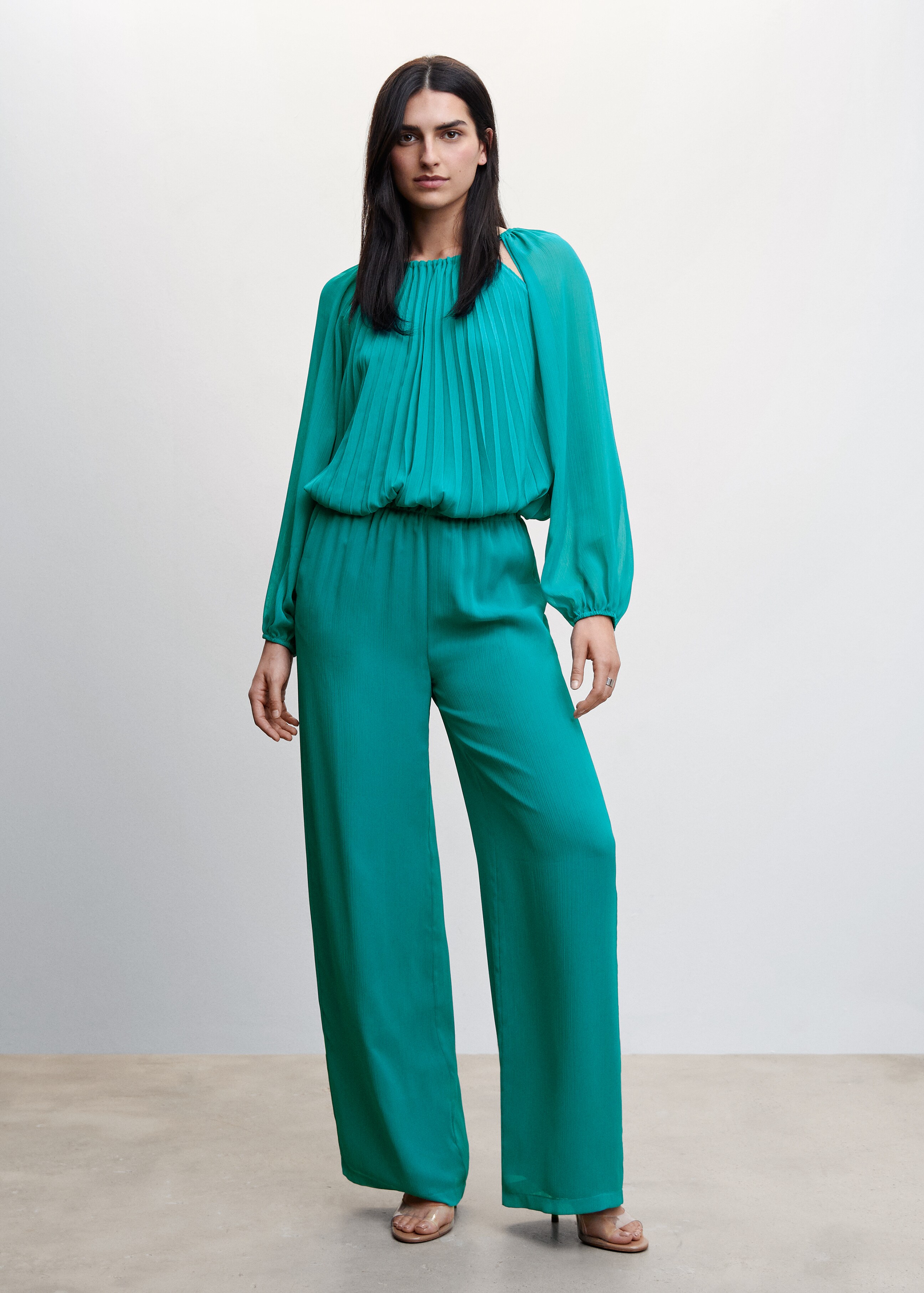 Textured palazzo trousers - General plane