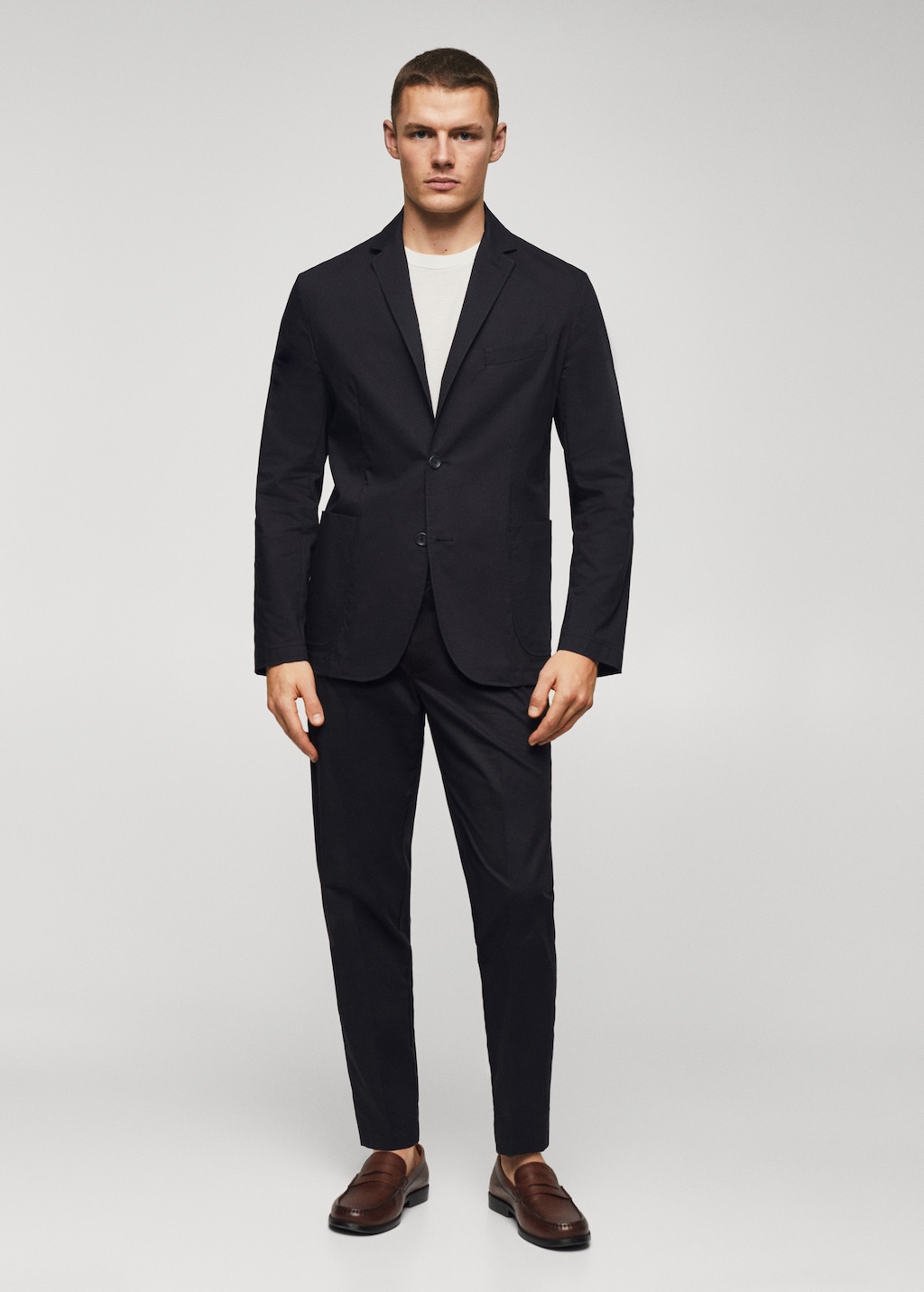 Slim fit cotton suit blazer - General plane