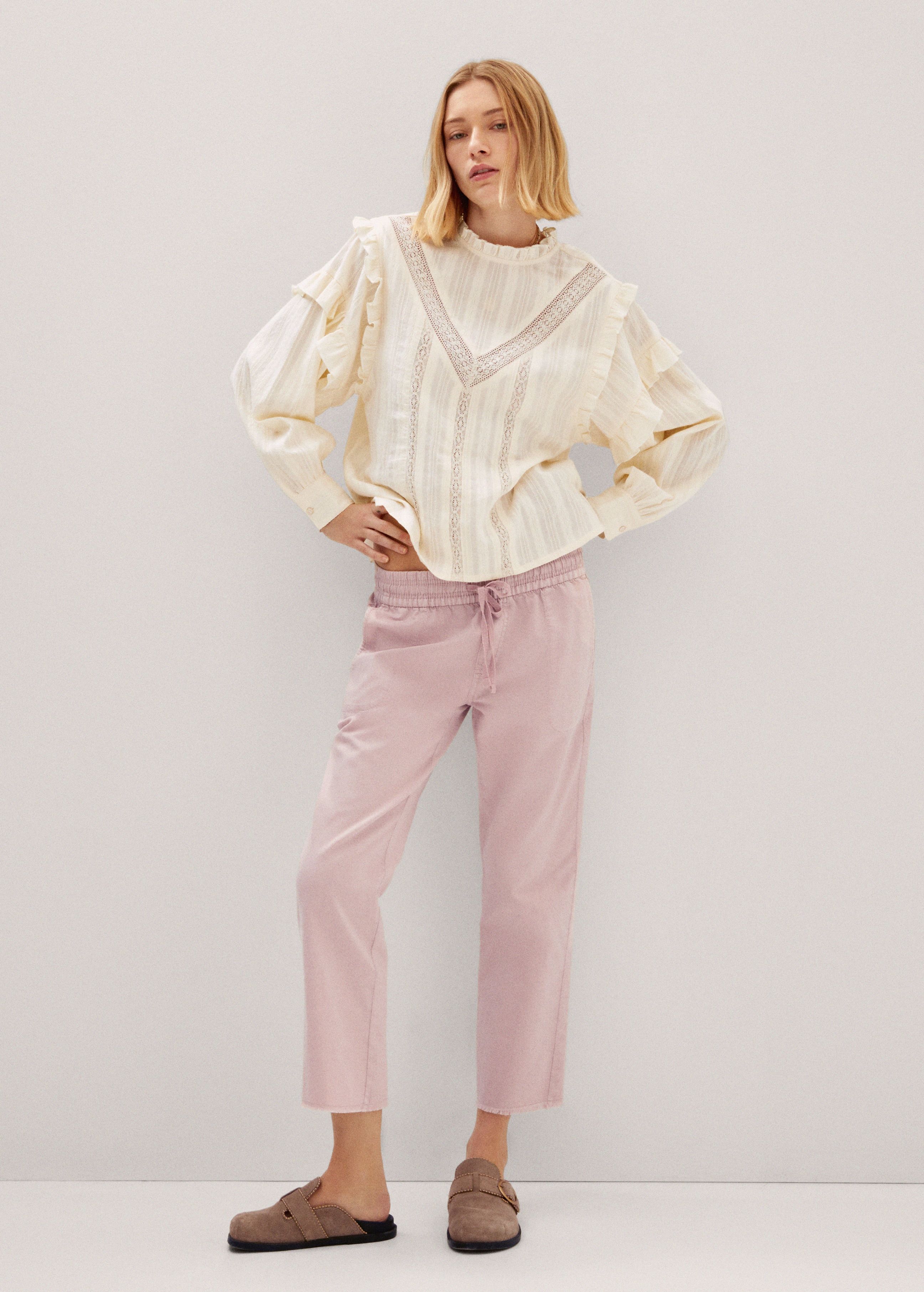 Ruffled embroidered blouse - General plane