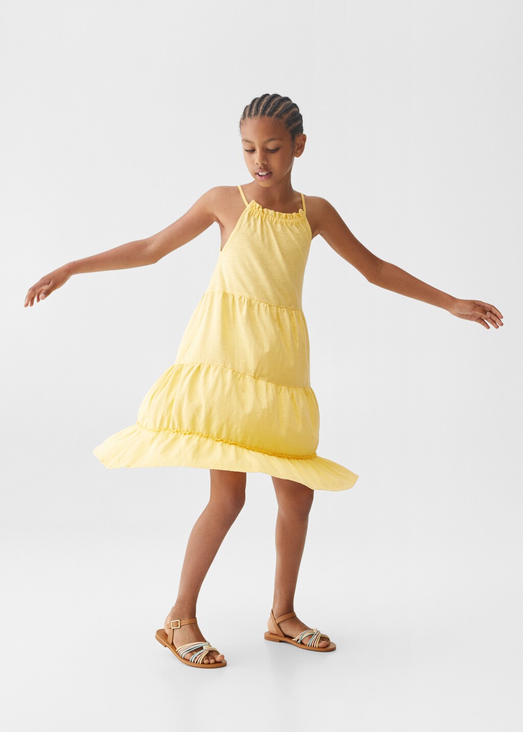 Frill cotton dress - Girls | MANGO ...