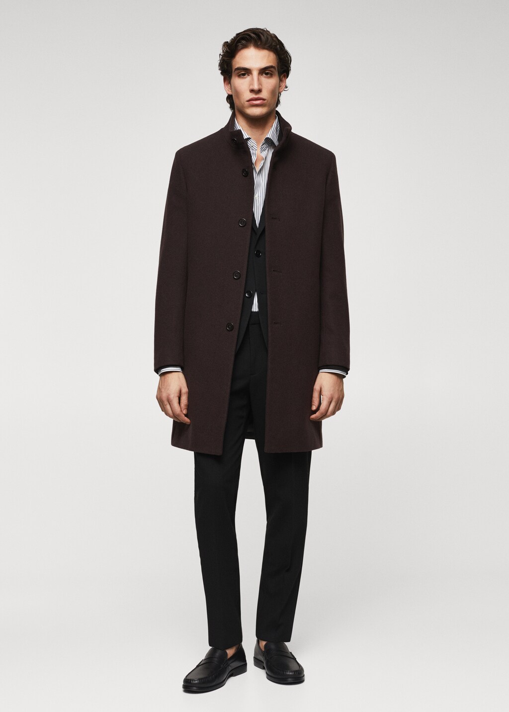 Wool funnel neck coat - General plane