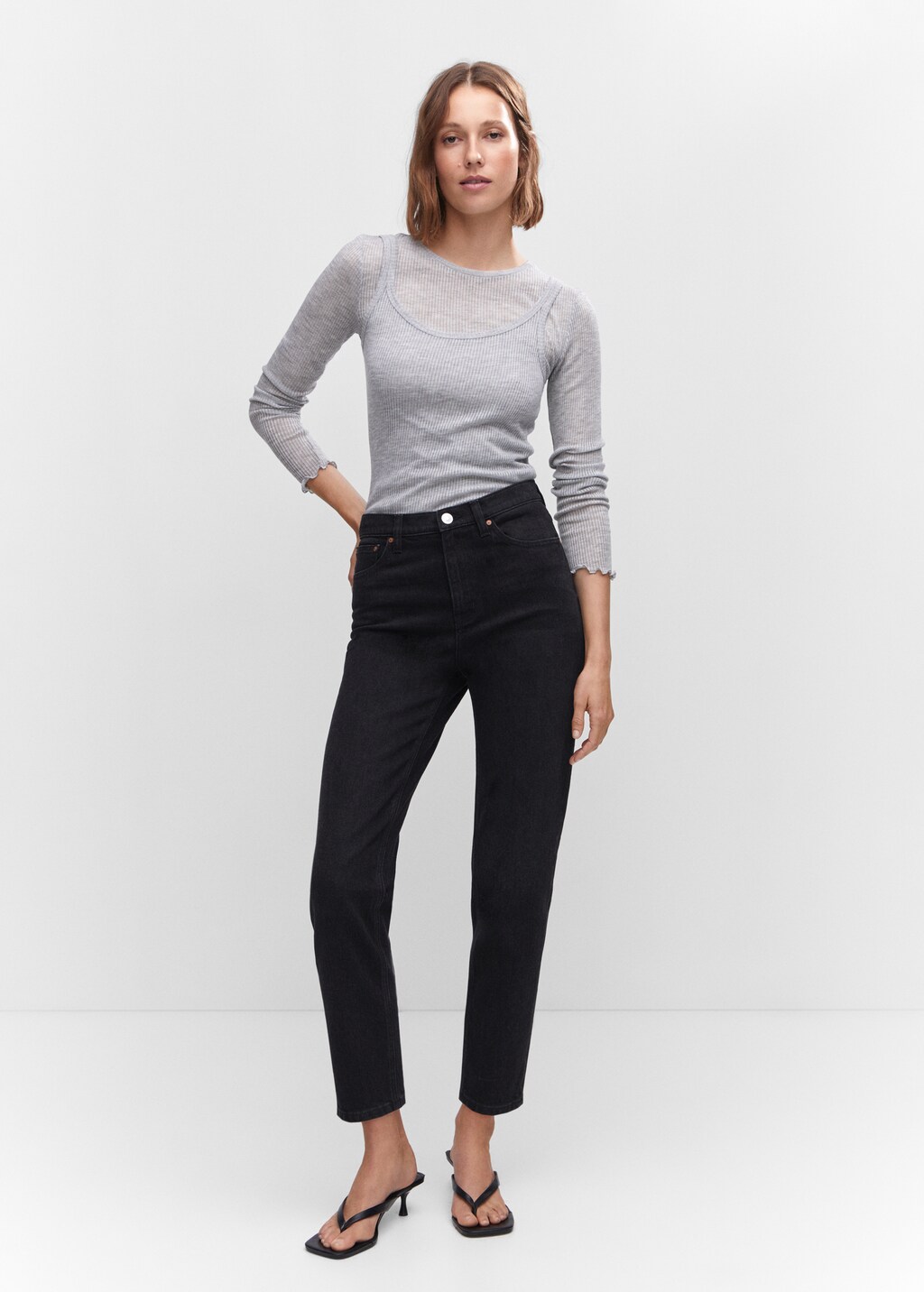 Comfort mom jeans met hoge taille - Overzichtstekening