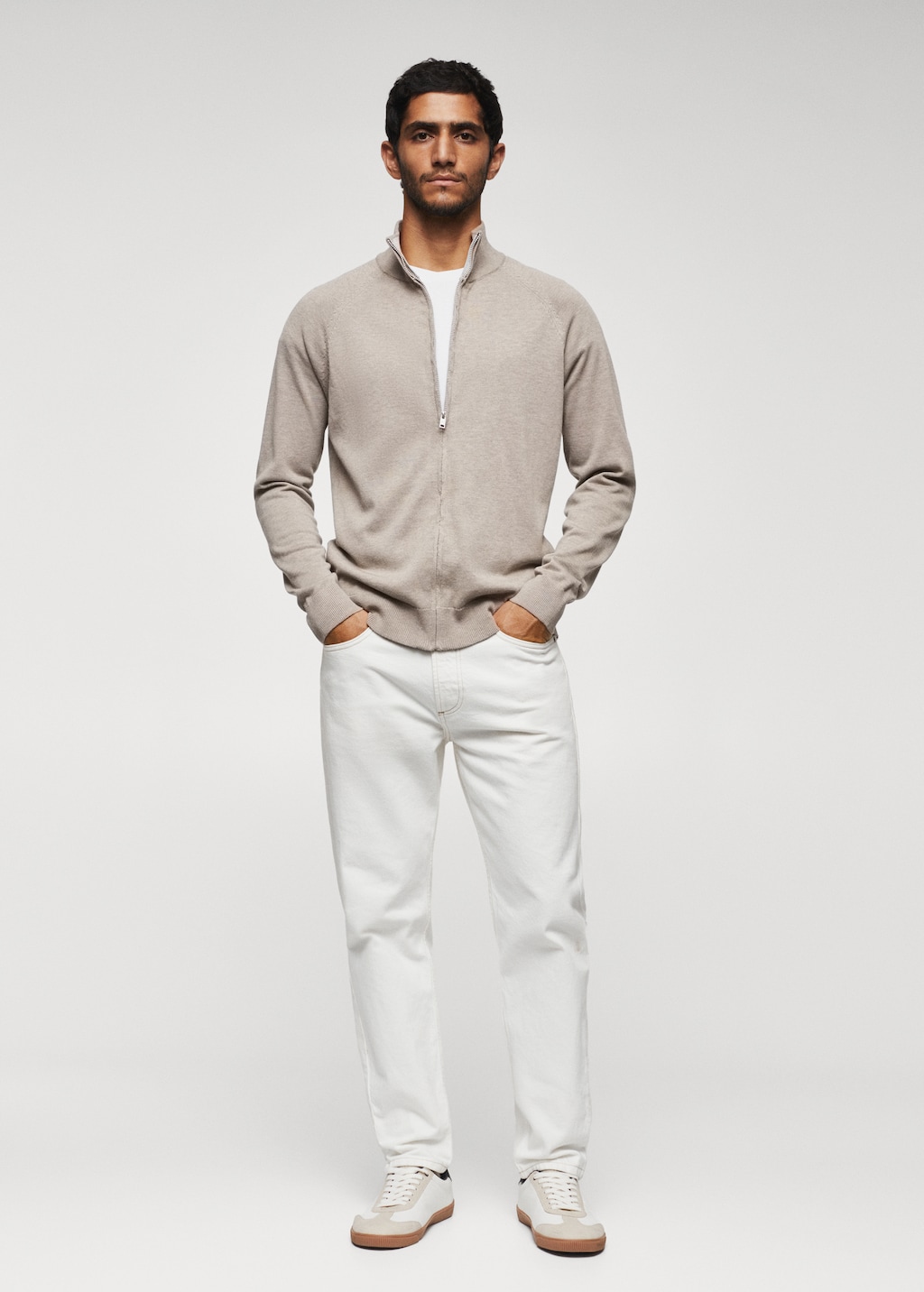 Zipped cotton cardigan - General plane