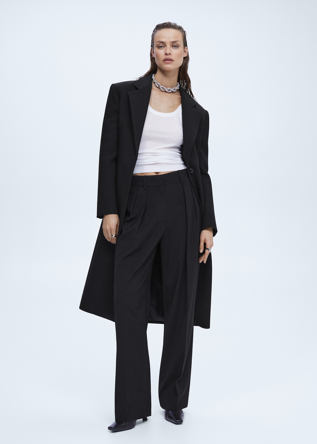 Wideleg pleated trousers - General plane