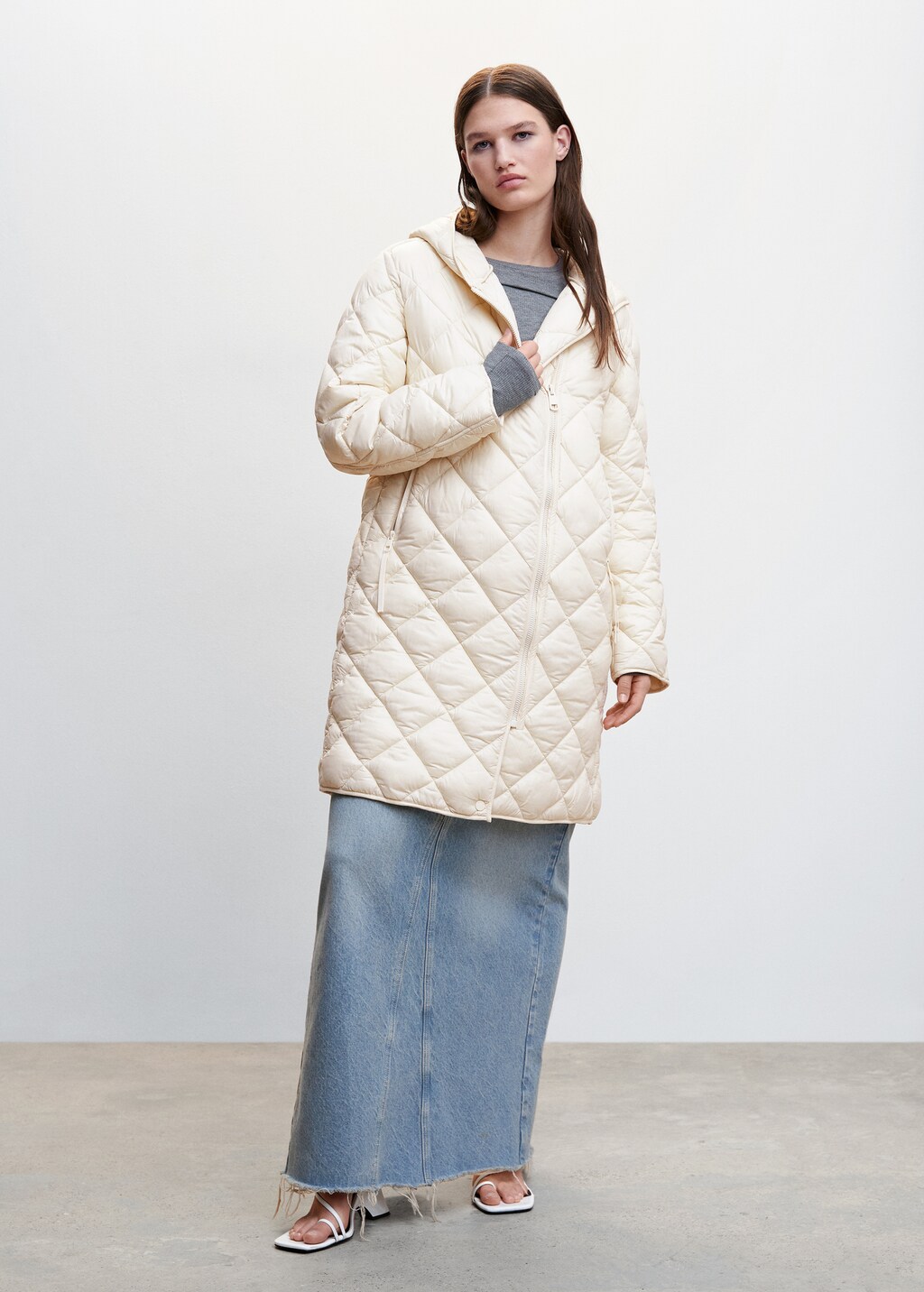 Hood quilted coat - General plane