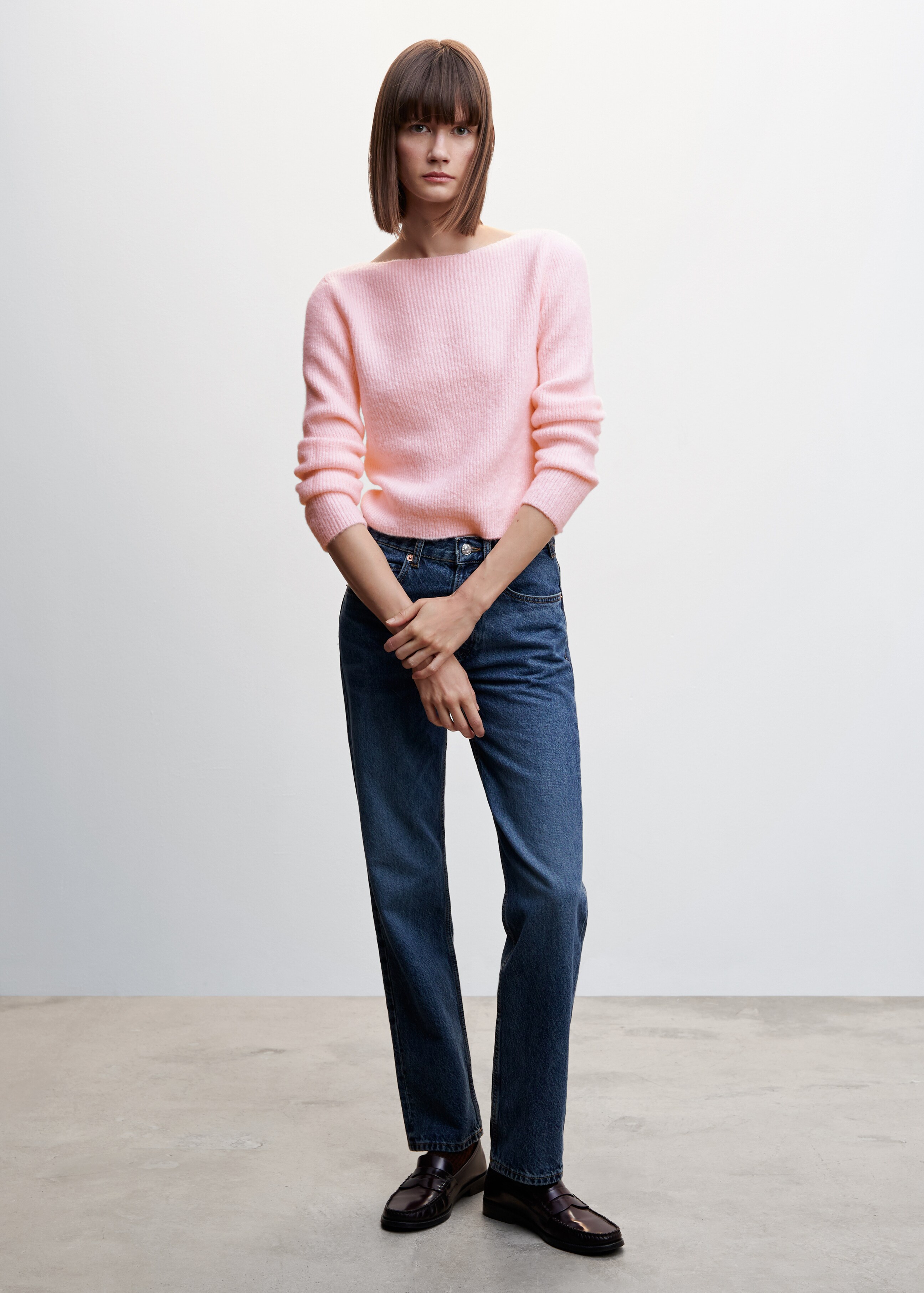 Boat neck ribbed sweater - General plane