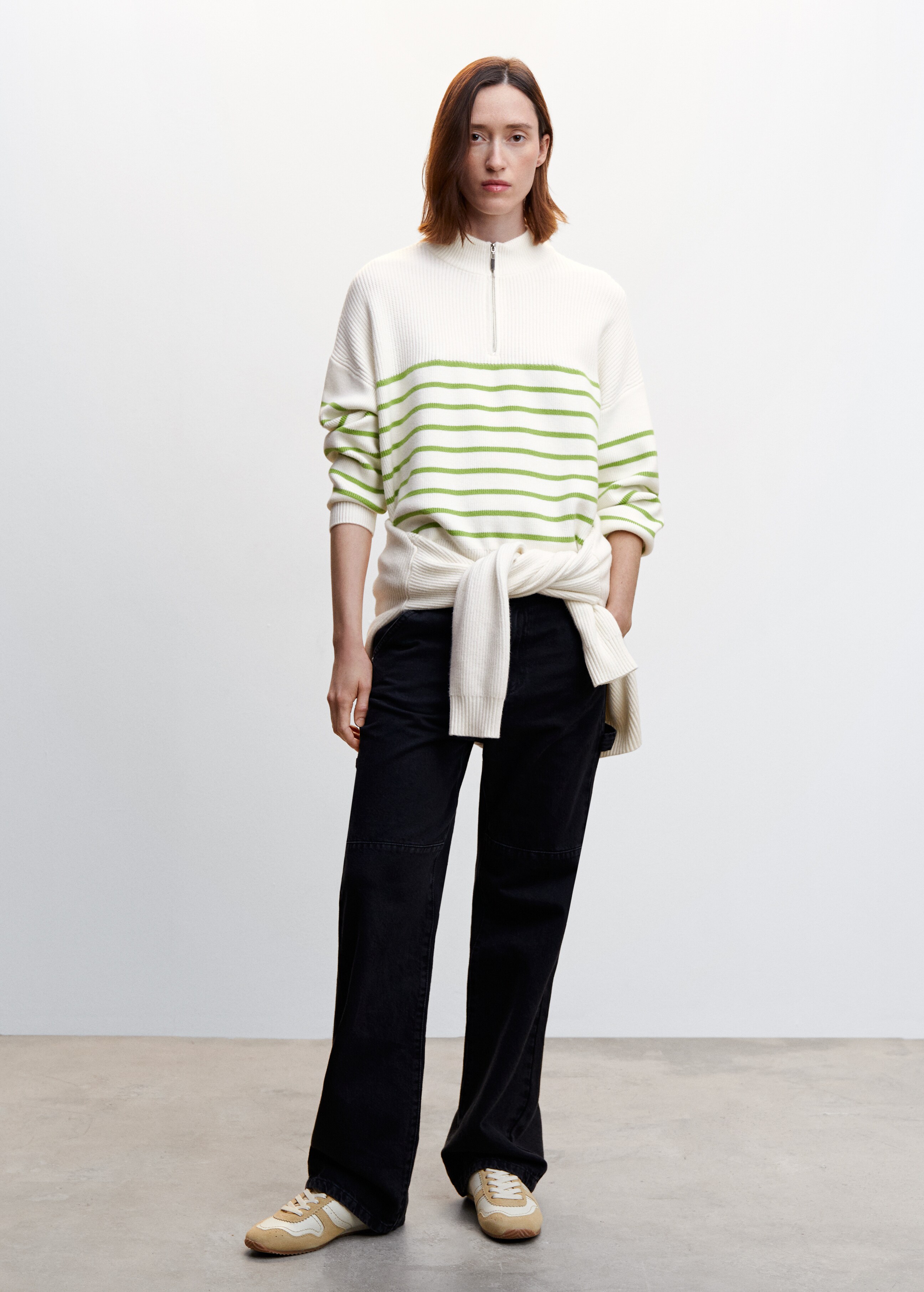 Striped sweater with zip - General plane