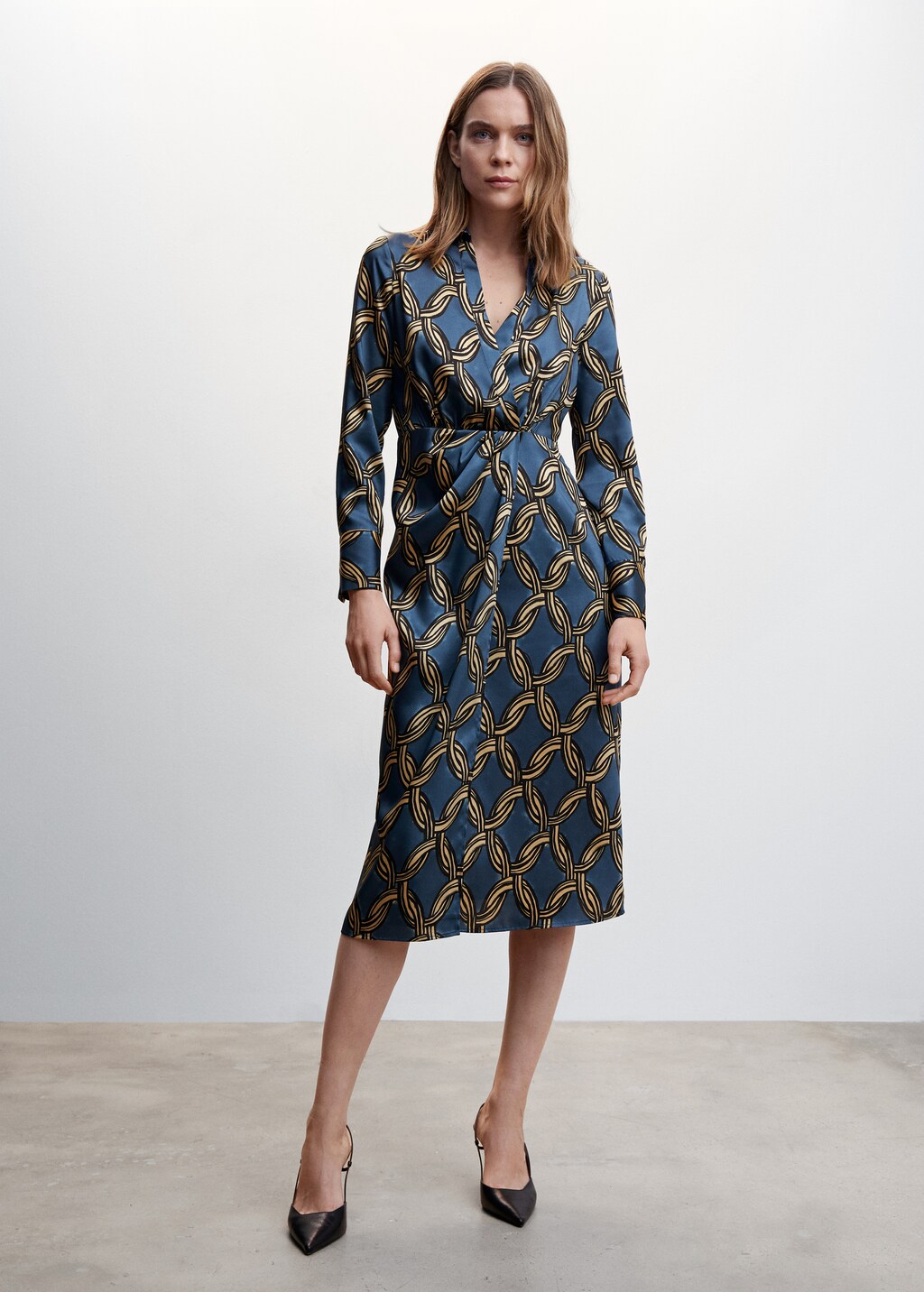 Chain print midi dress