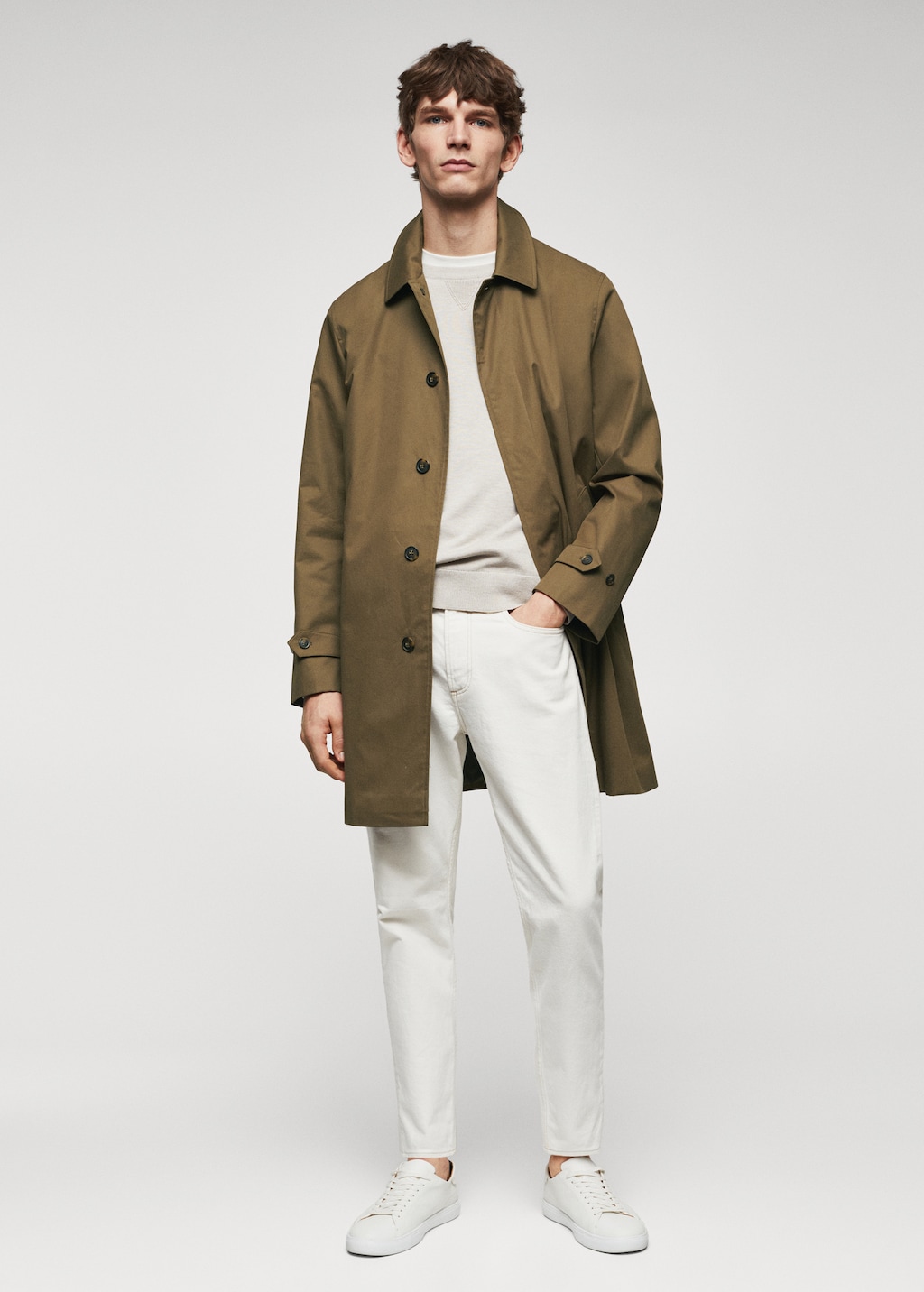 Water-repellent cotton trench coat - General plane