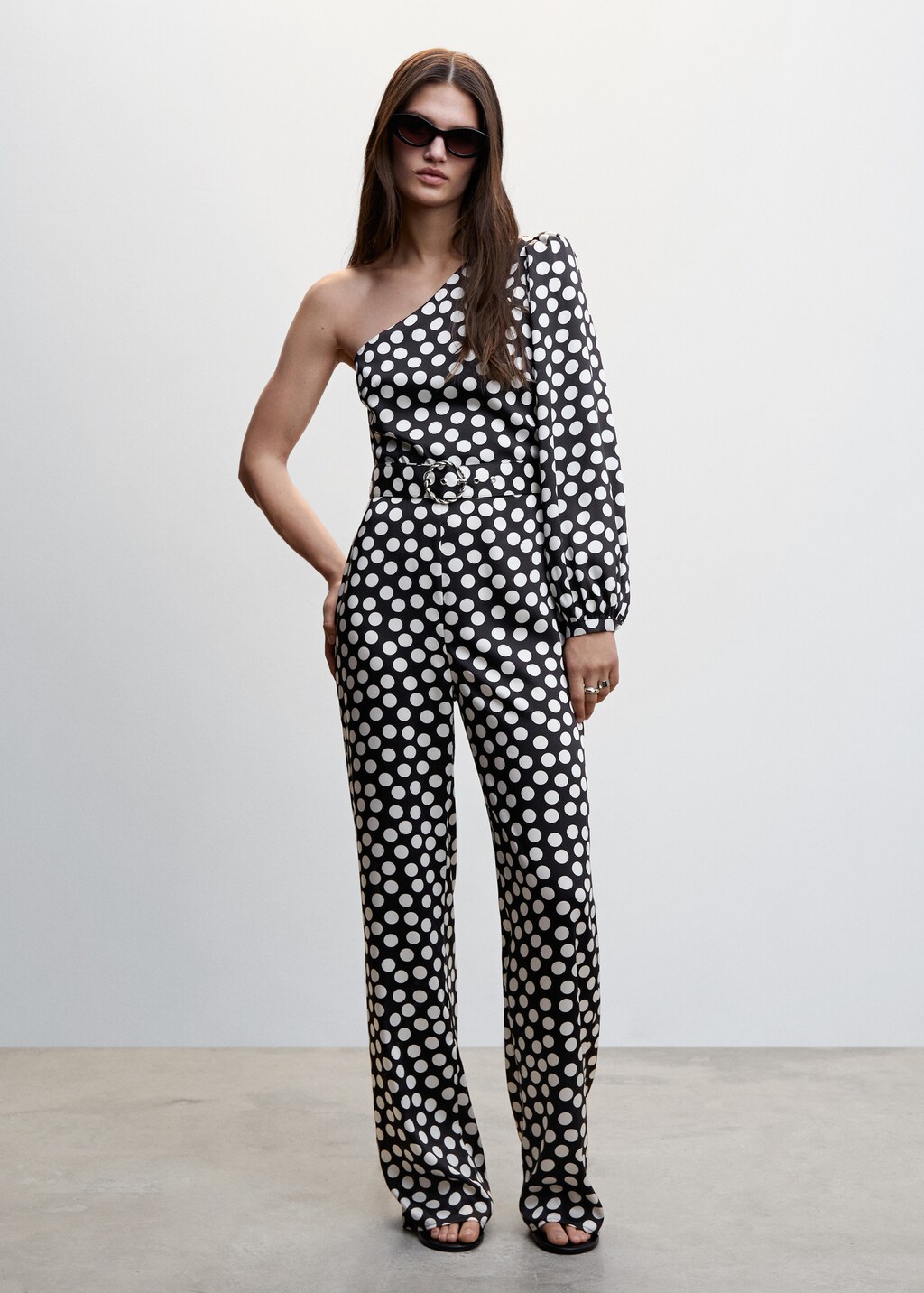 Polka dots asymmetric jumpsuit - General plane