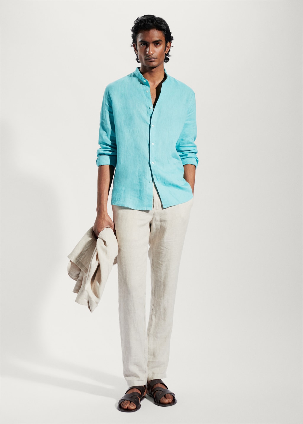 100% linen Mao collar shirt - General plane