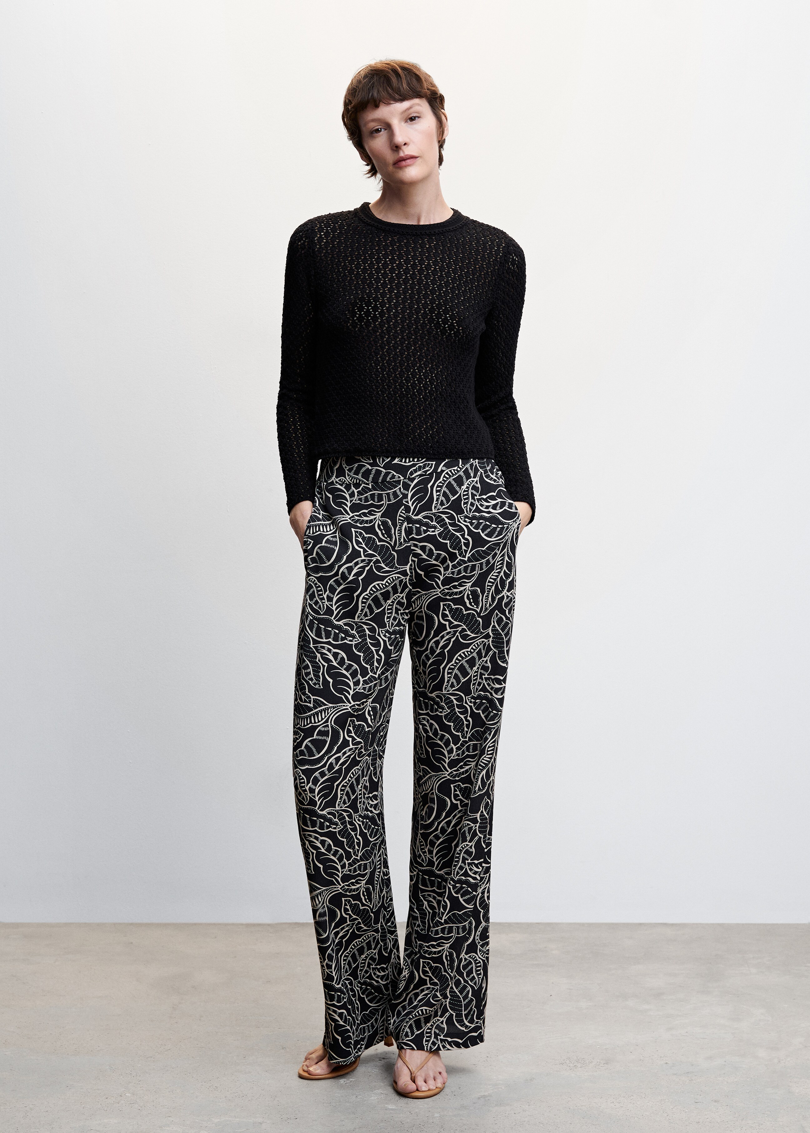 Floral palazzo trousers - General plane