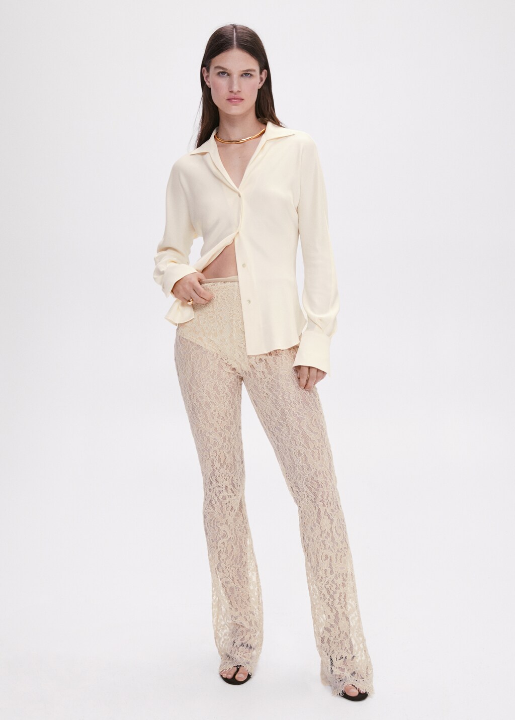 Lace flare trousers - General plane